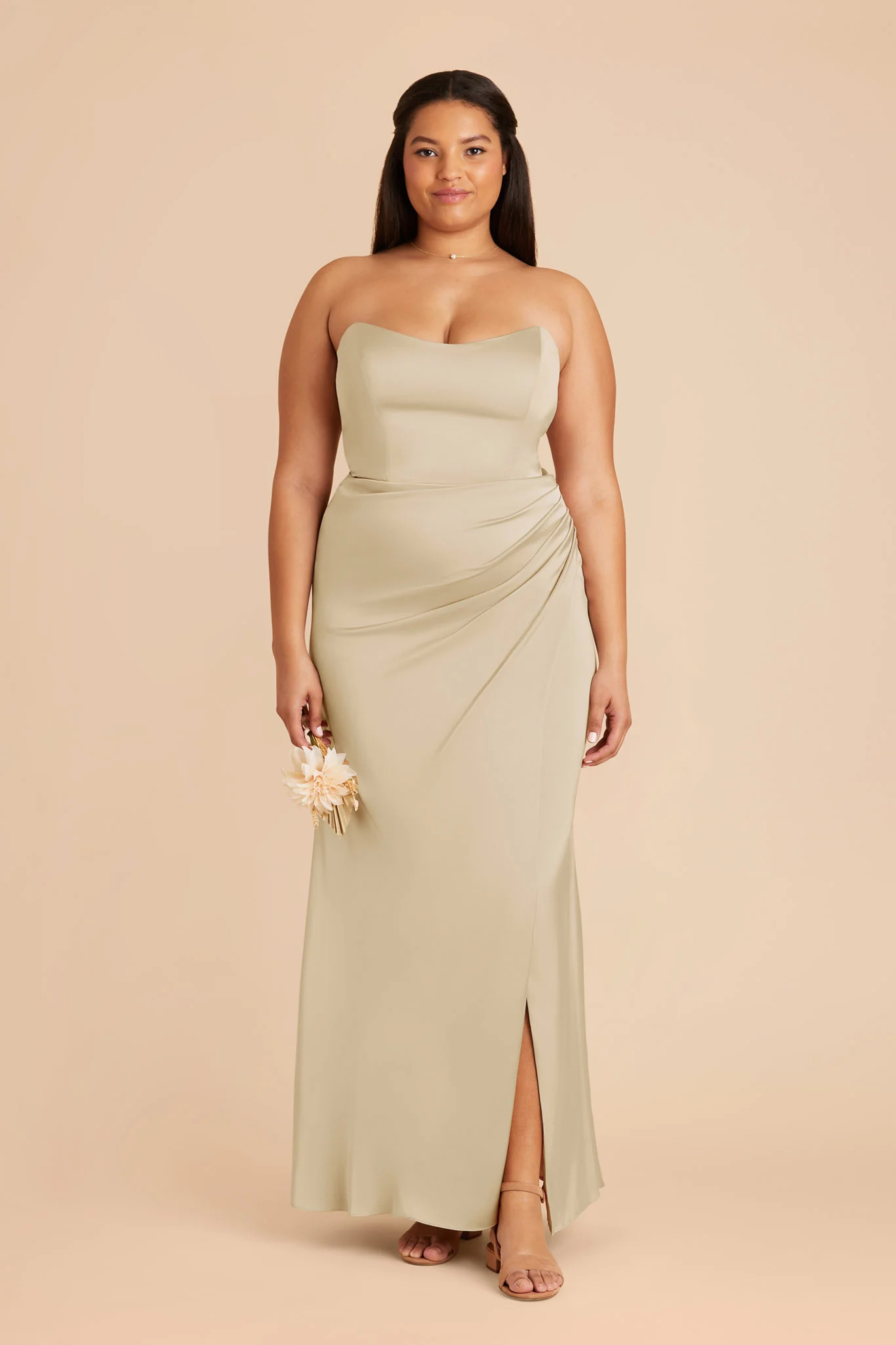 Anne Matte Satin Dress - Prosecco - Image 2