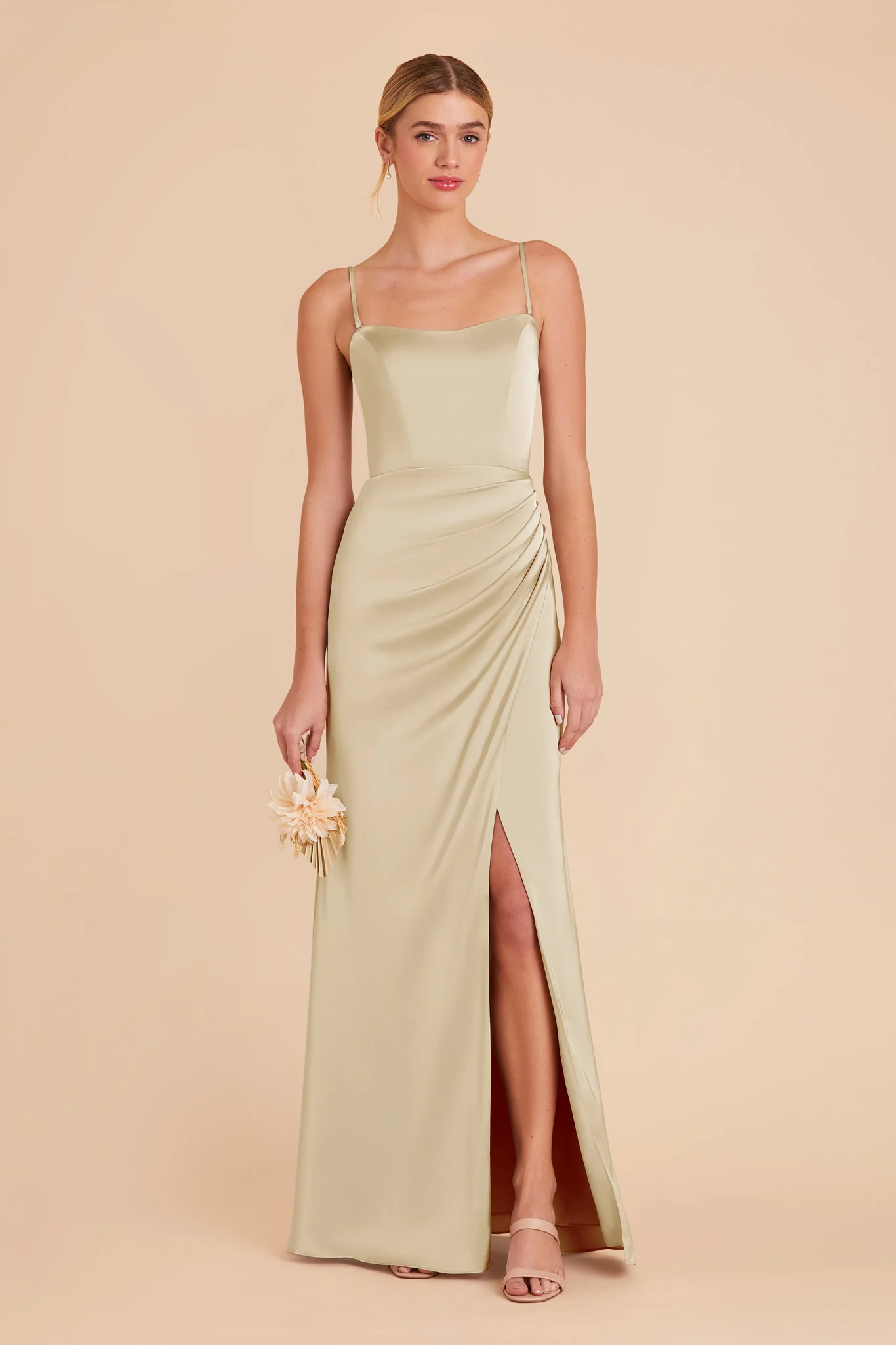 Anne Matte Satin Dress - Prosecco - Image 4