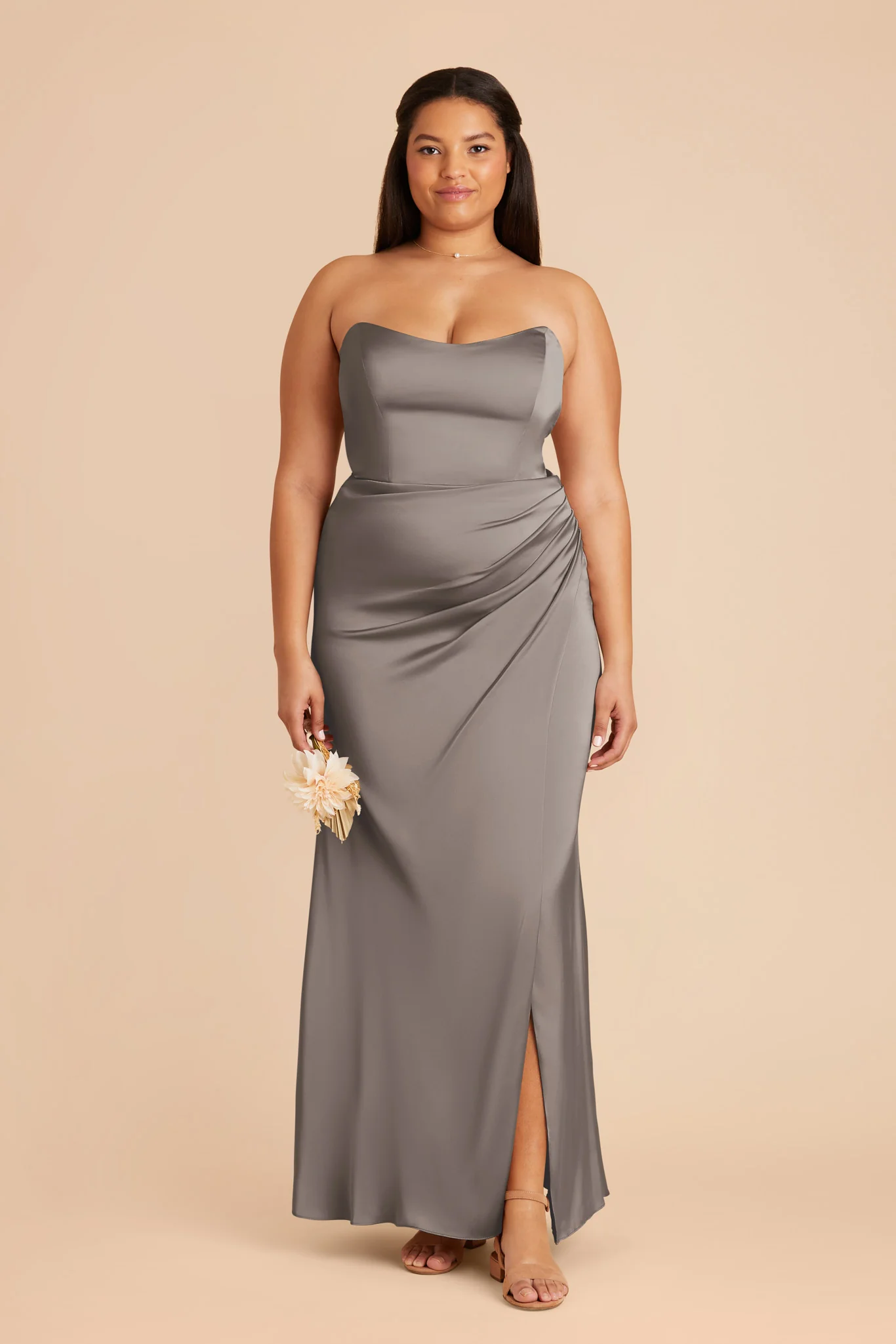 Anne Matte Satin Dress - Quartz - Image 2