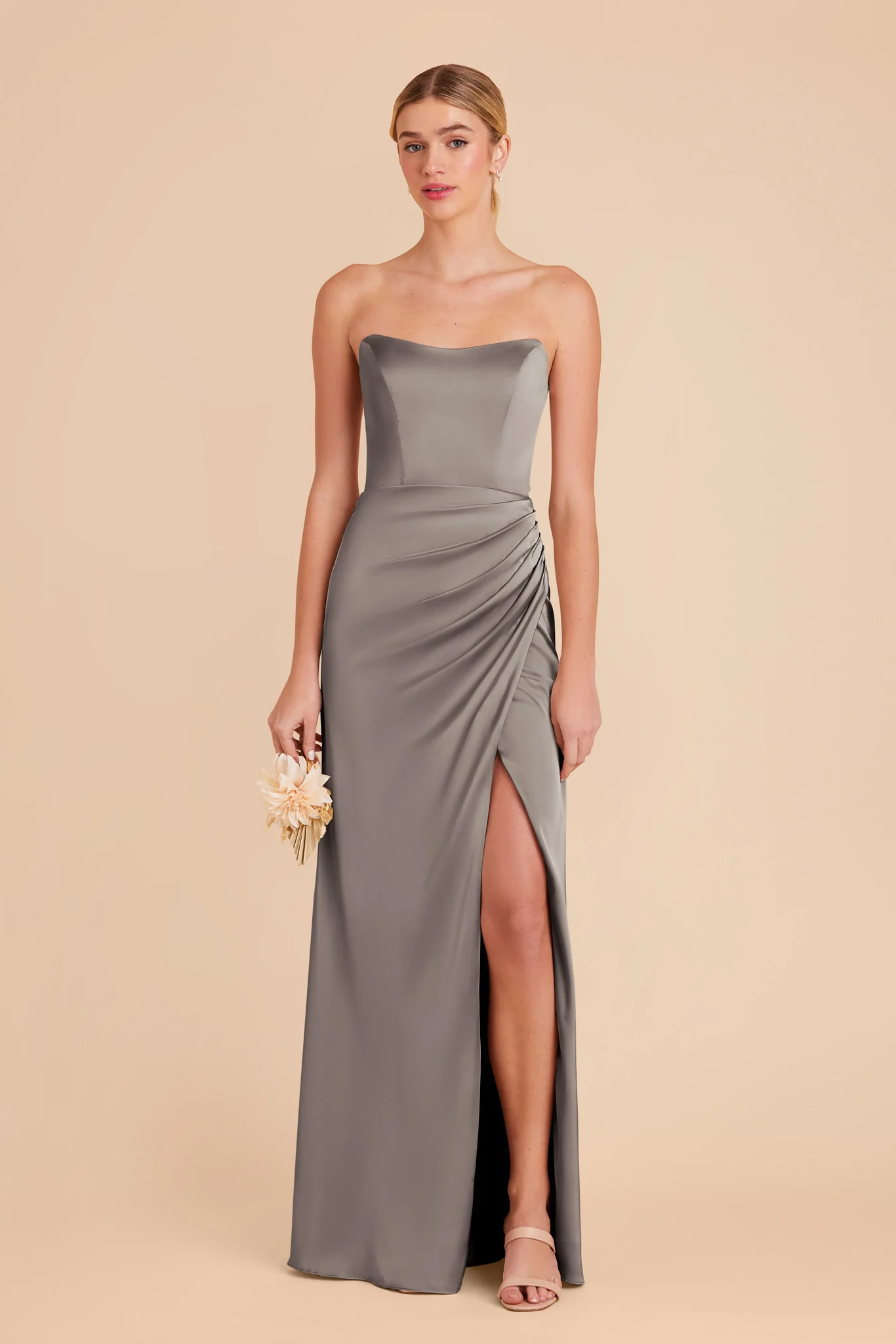 Anne Matte Satin Dress - Quartz - Image 4