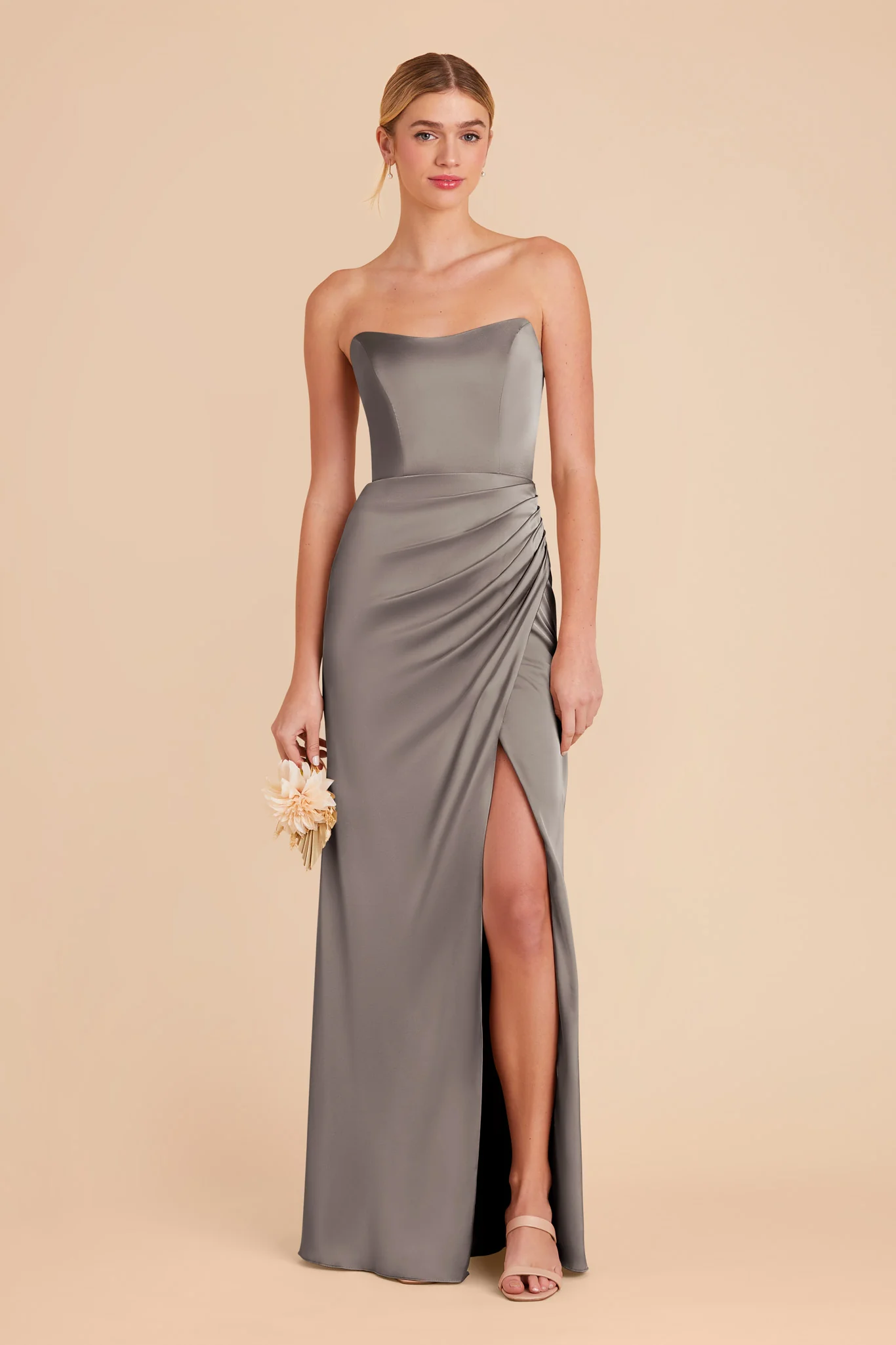 Anne Matte Satin Dress - Quartz - Image 5