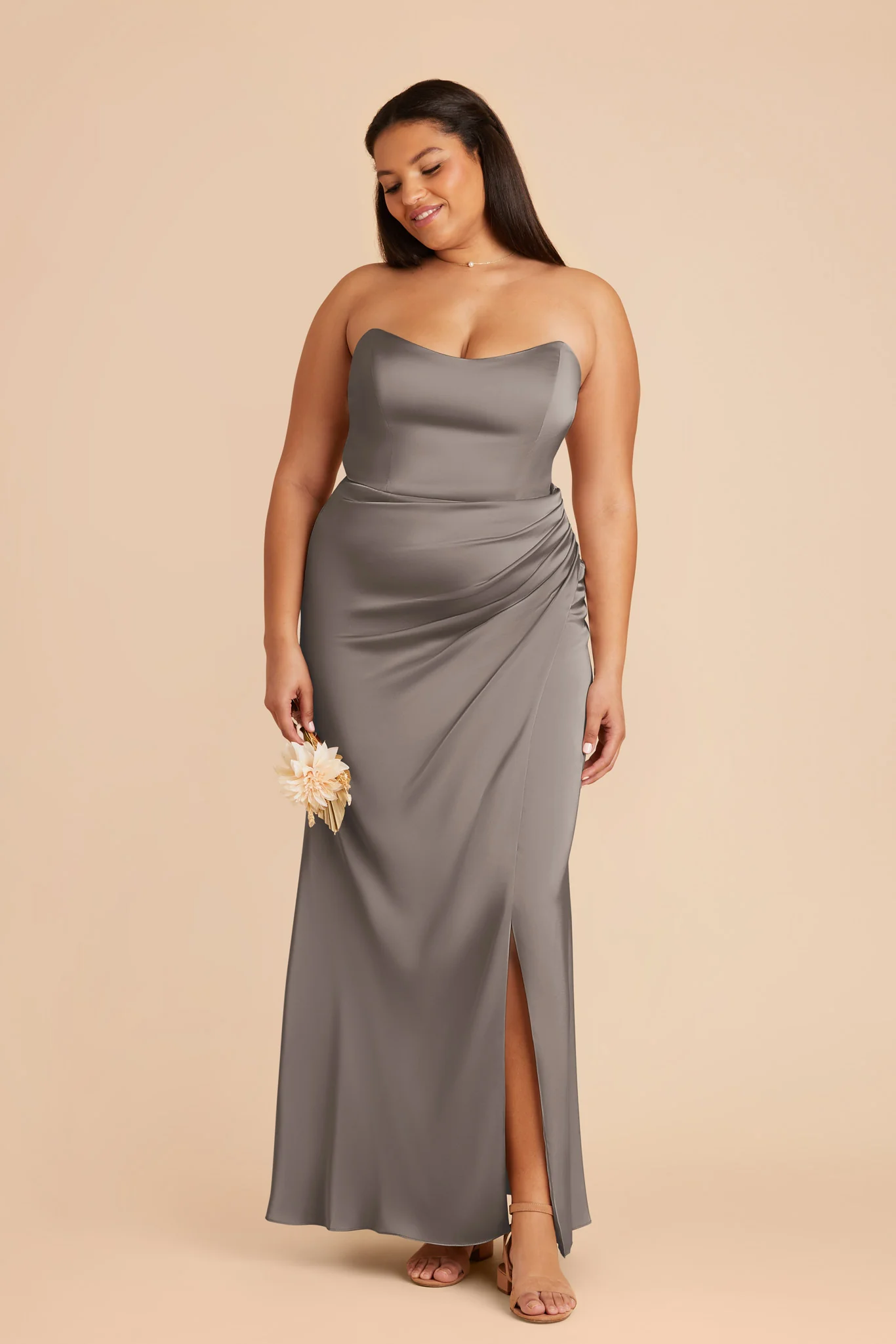 Anne Matte Satin Dress - Quartz - Image 8