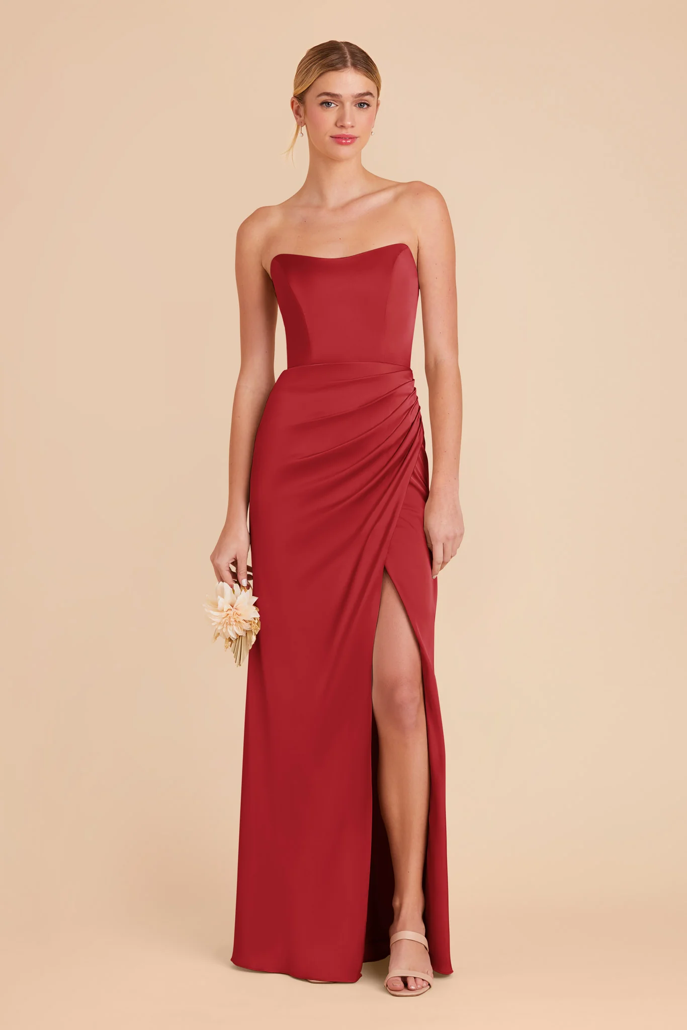 Anne Matte Satin Dress - Ruby Red