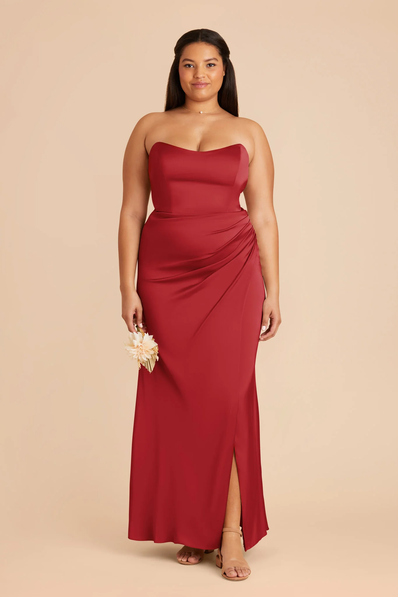 Anne Matte Satin Dress - Ruby Red - Image 2