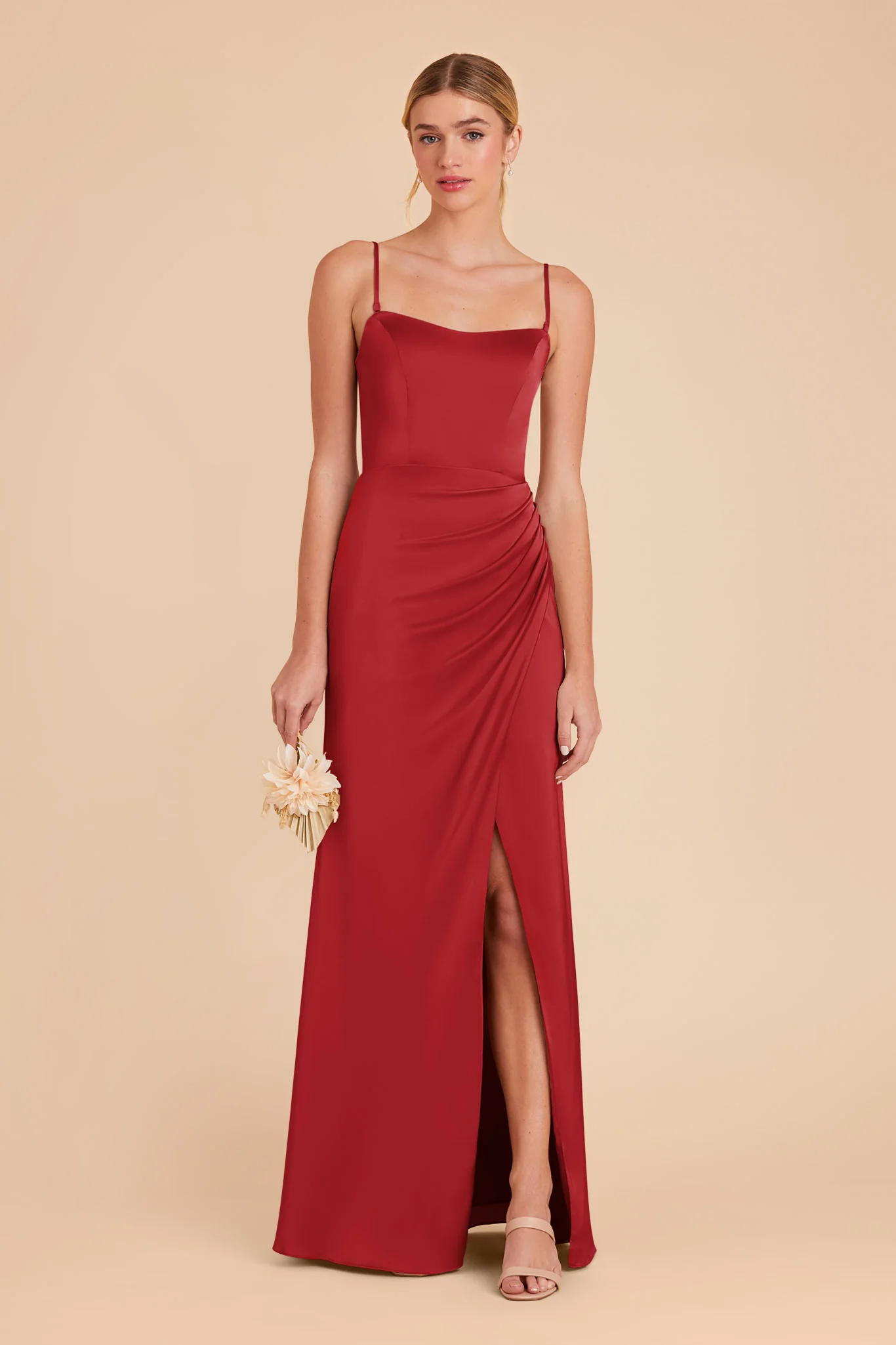 Anne Matte Satin Dress - Ruby Red - Image 3