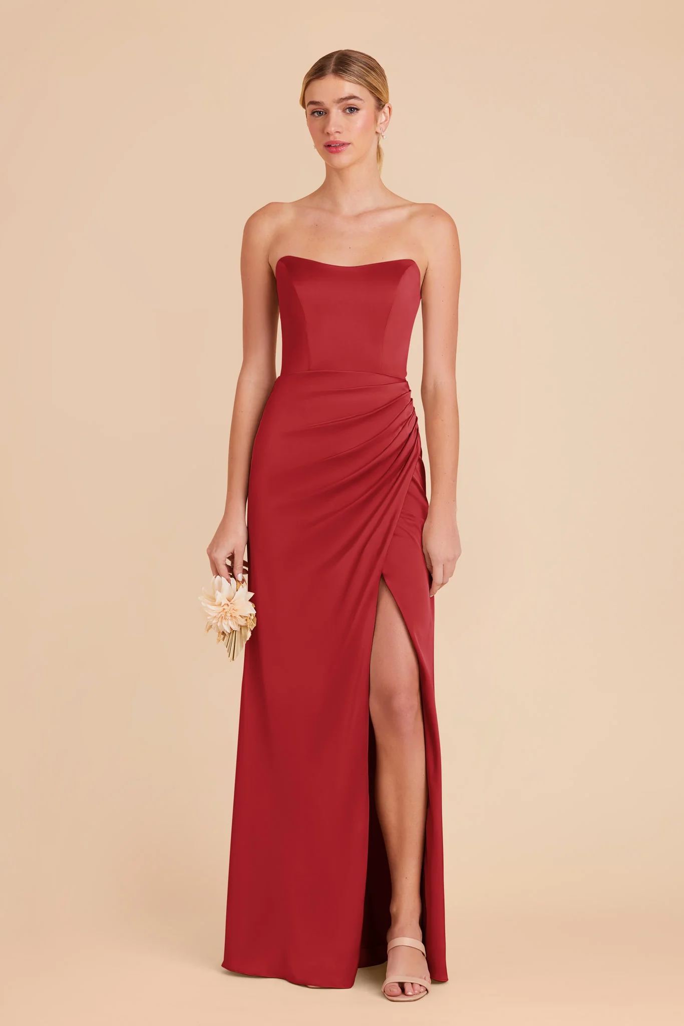 Anne Matte Satin Dress - Ruby Red - Image 4