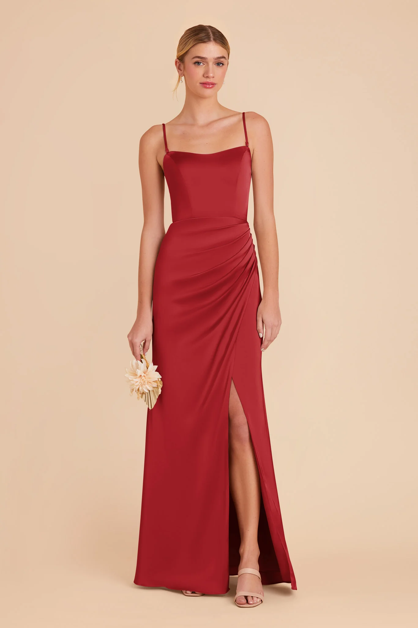 Anne Matte Satin Dress - Ruby Red - Image 5