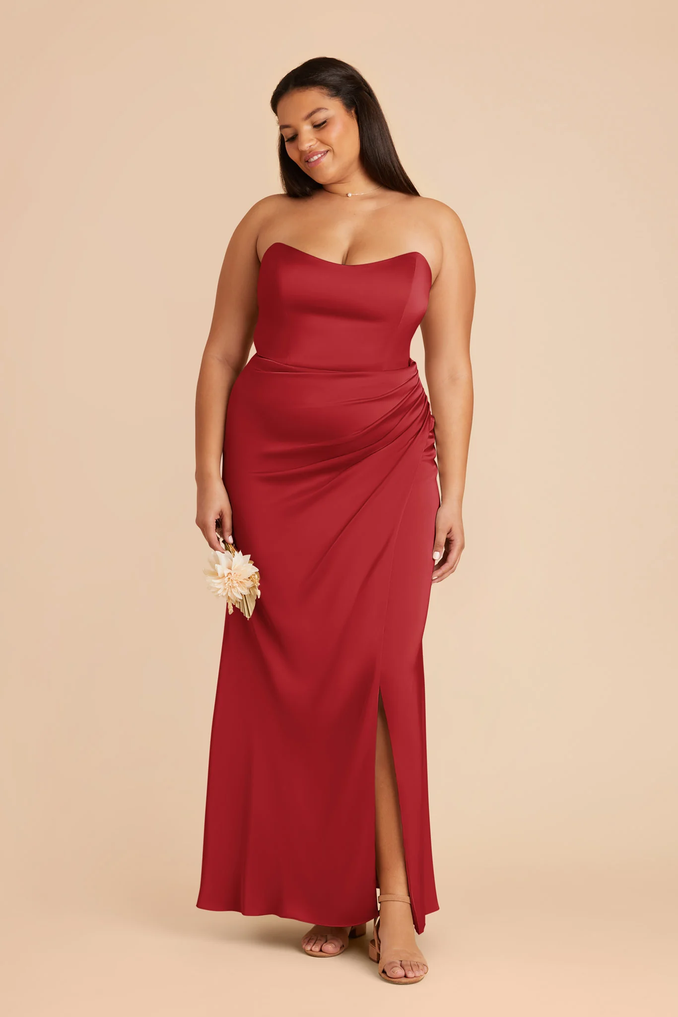 Anne Matte Satin Dress - Ruby Red - Image 8
