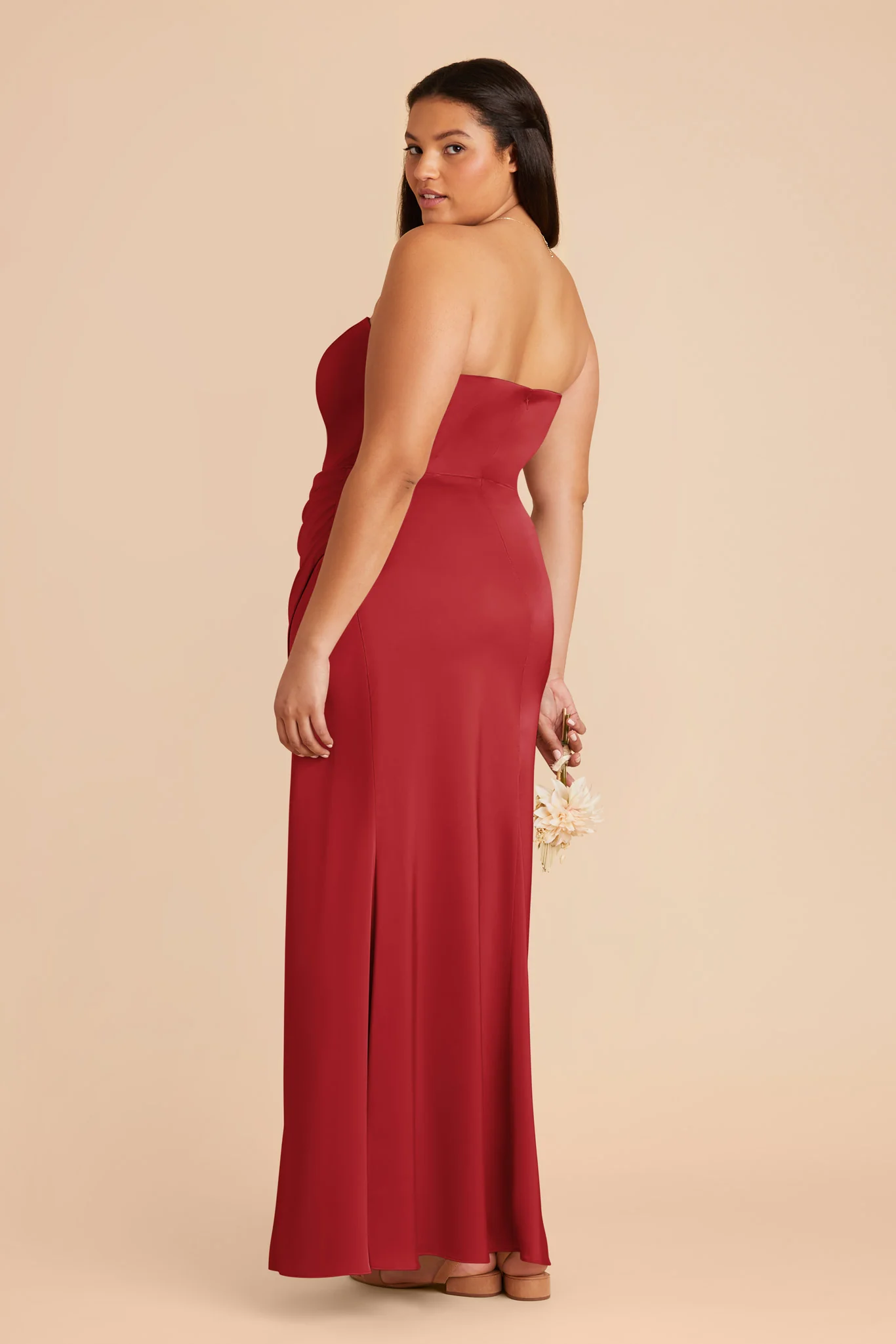 Anne Matte Satin Dress - Ruby Red - Image 9