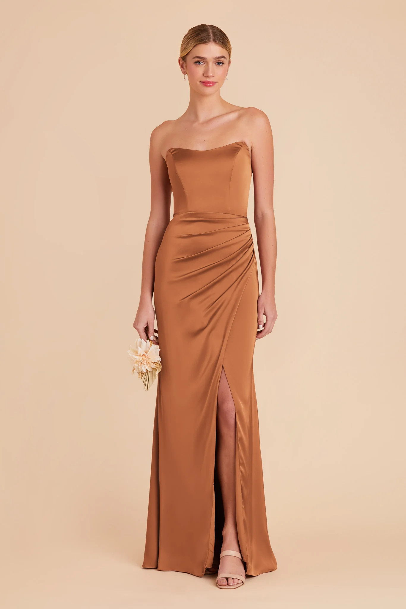 Anne Matte Satin Dress - Rust - Image 4