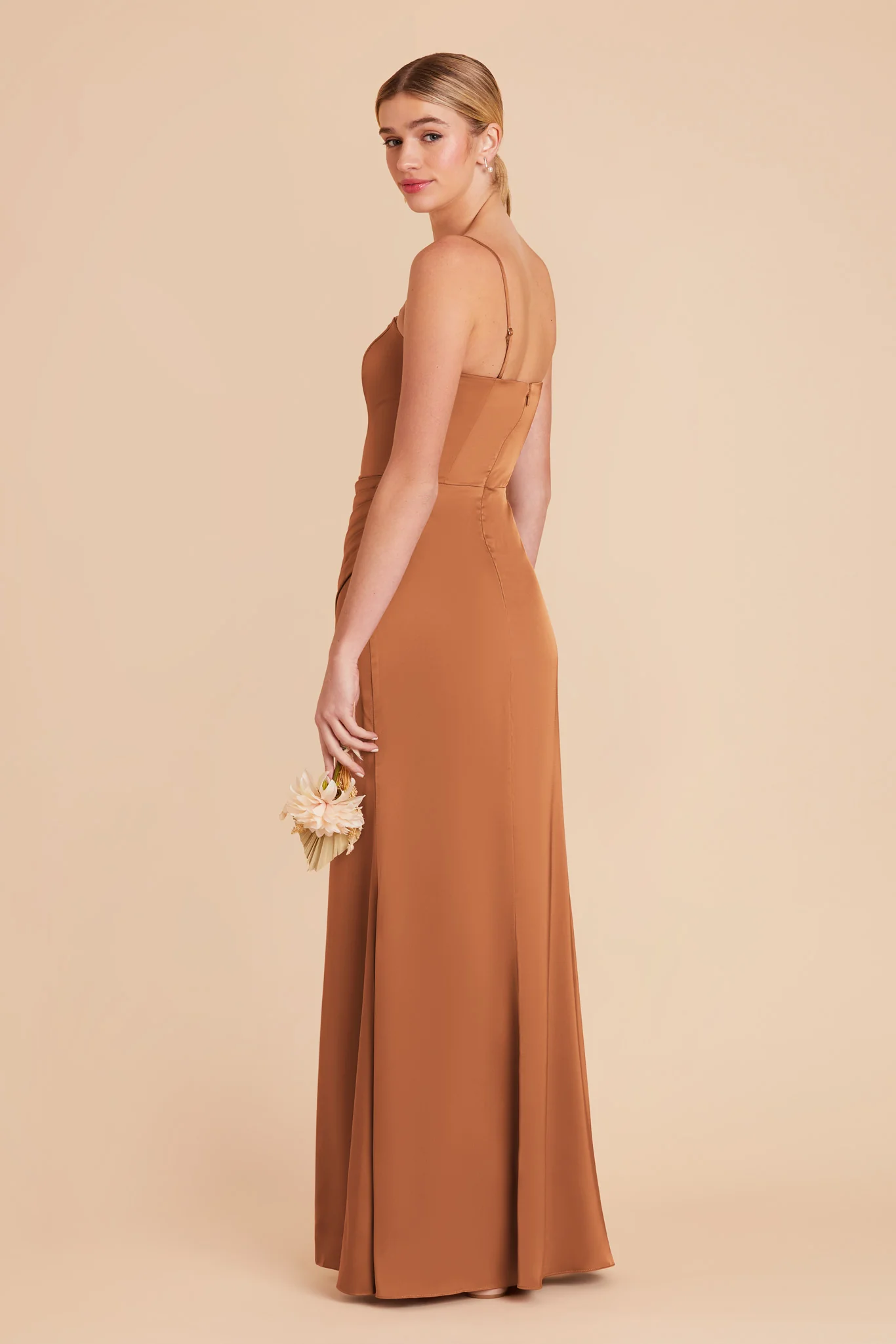 Anne Matte Satin Dress - Rust - Image 5