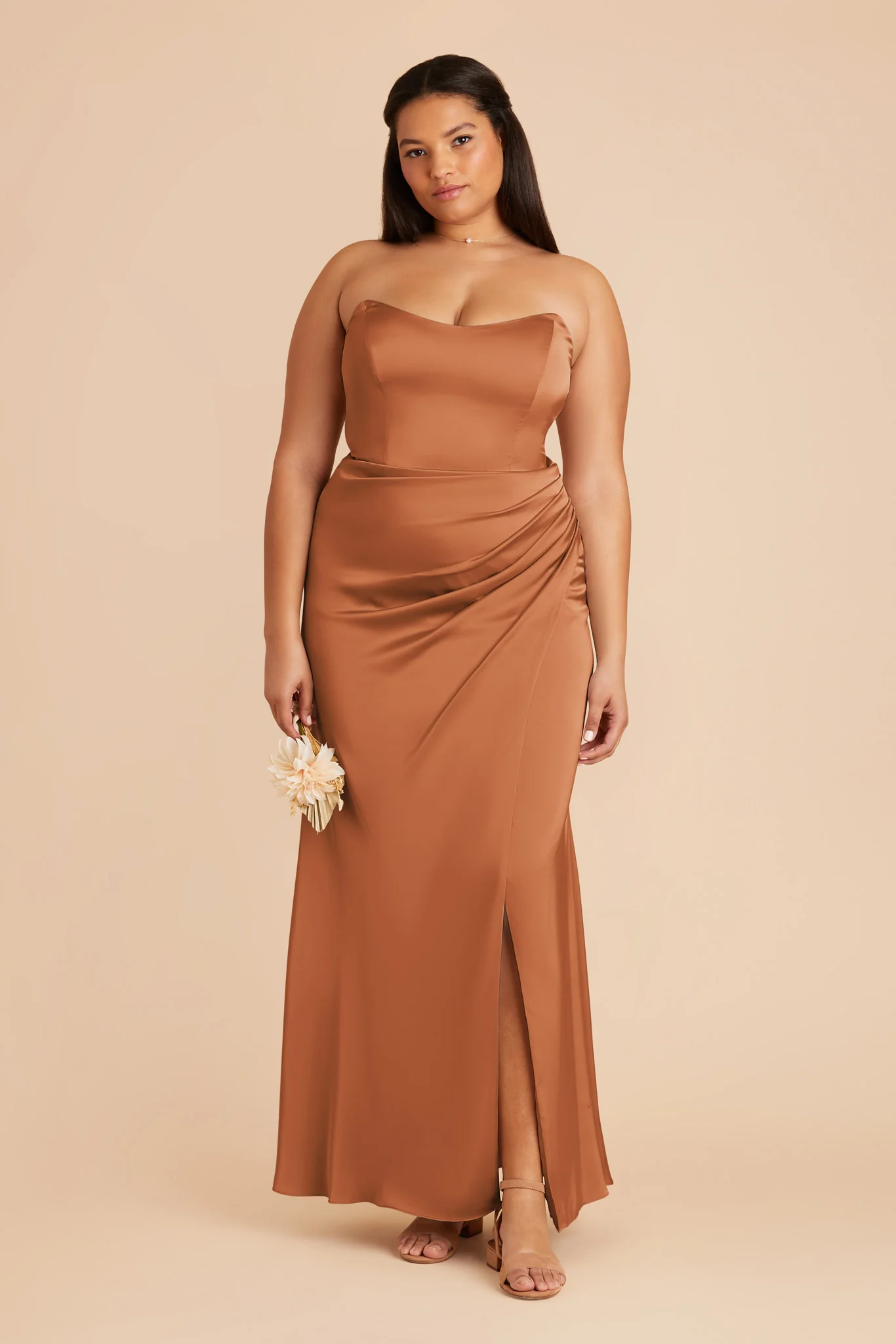 Anne Matte Satin Dress - Rust - Image 8