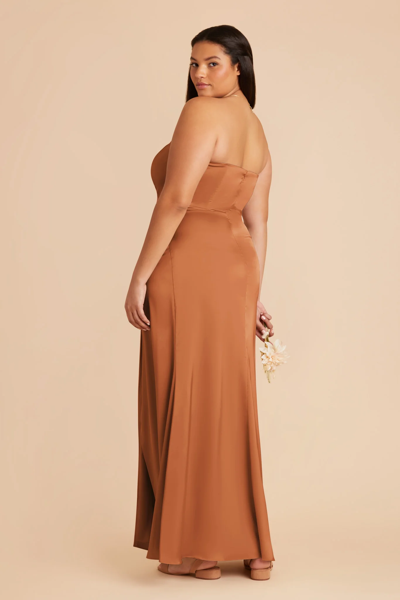 Anne Matte Satin Dress - Rust - Image 9