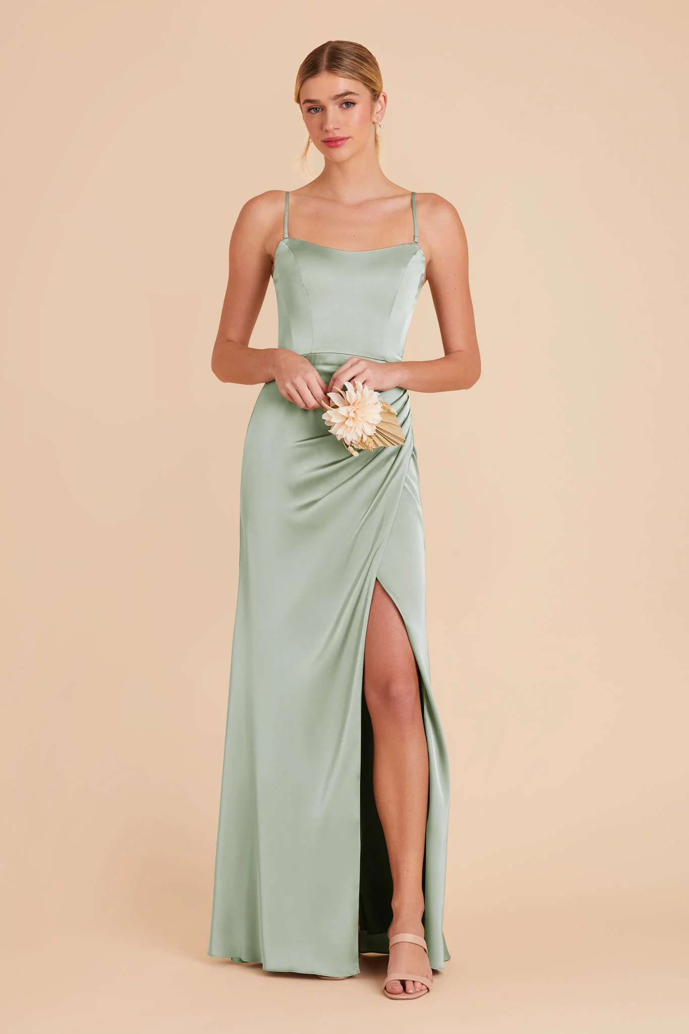 Anne Matte Satin Dress - Sage - Image 4