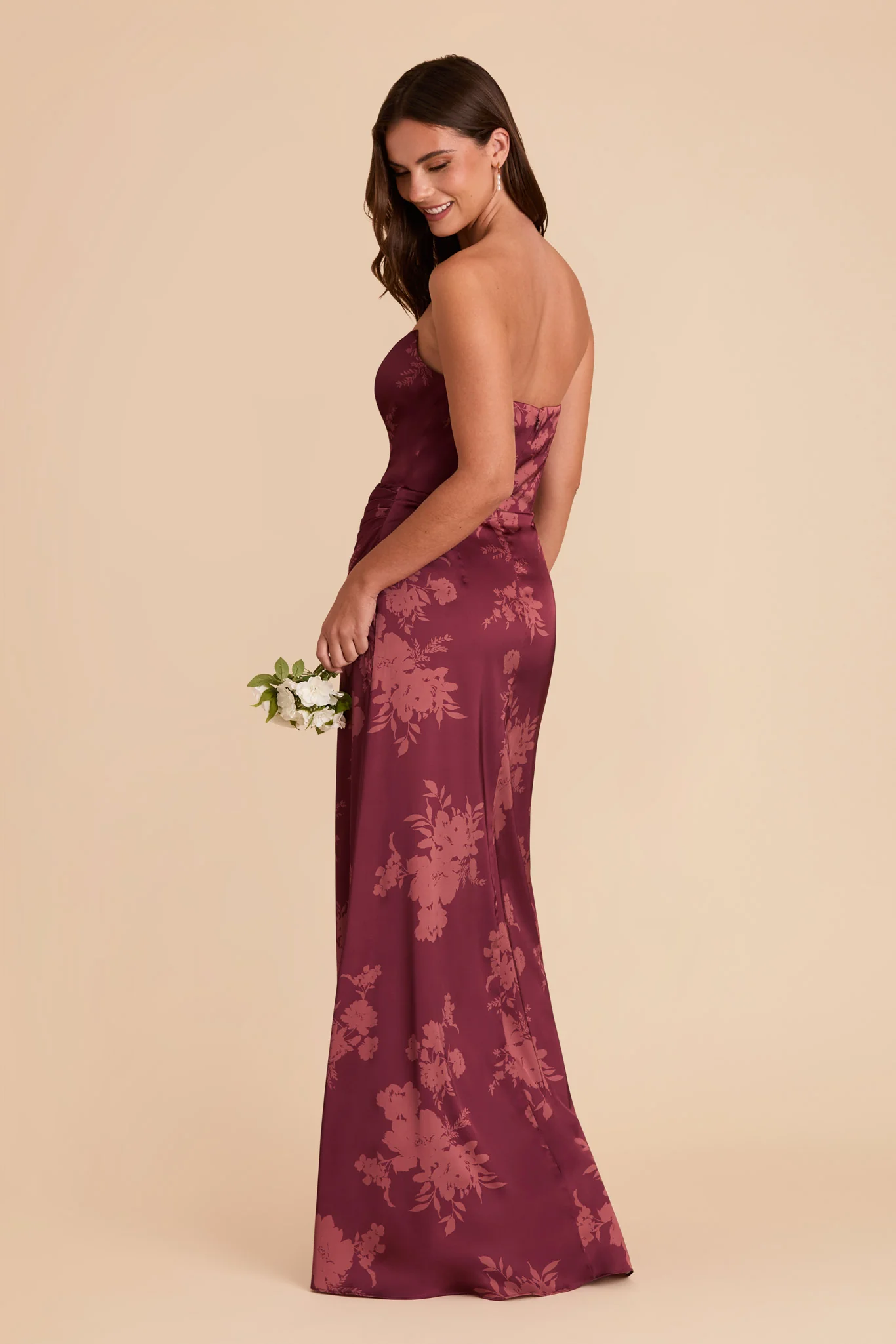 Anne Matte Satin Dress - Sangria Whimsical Blooms - Image 5
