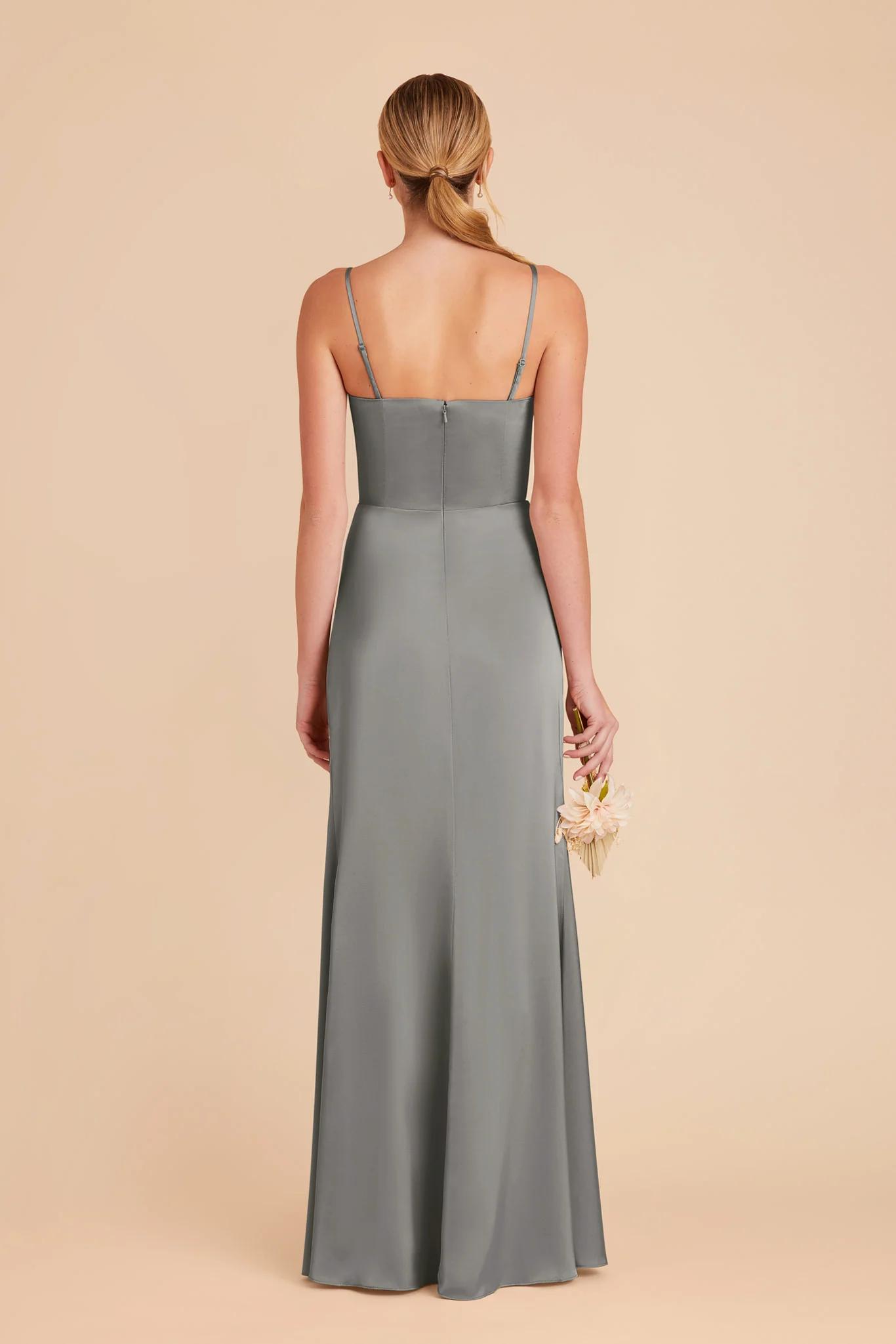 Anne Matte Satin Dress - Silver - Image 7