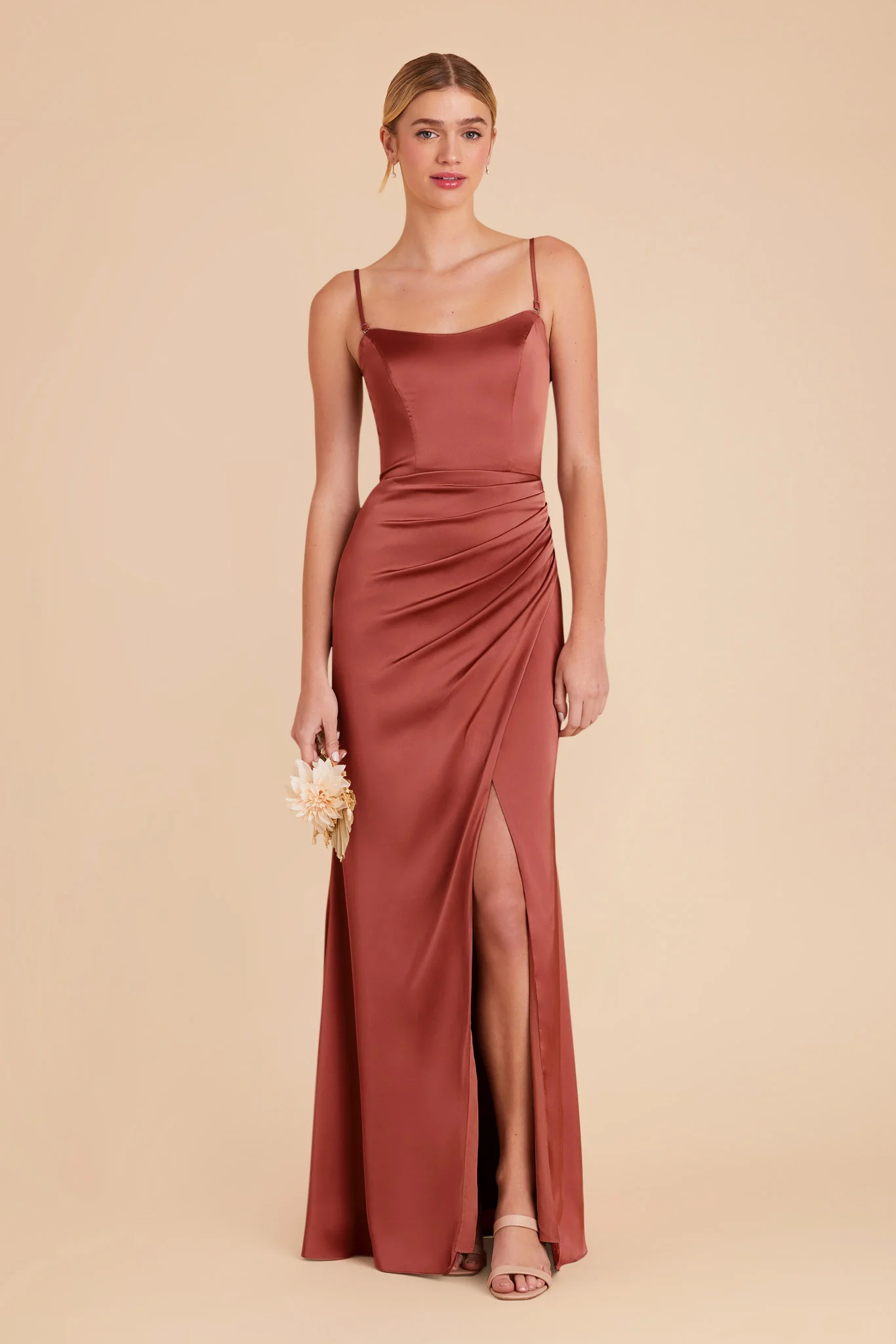 Anne Matte Satin Dress - Spice - Image 3