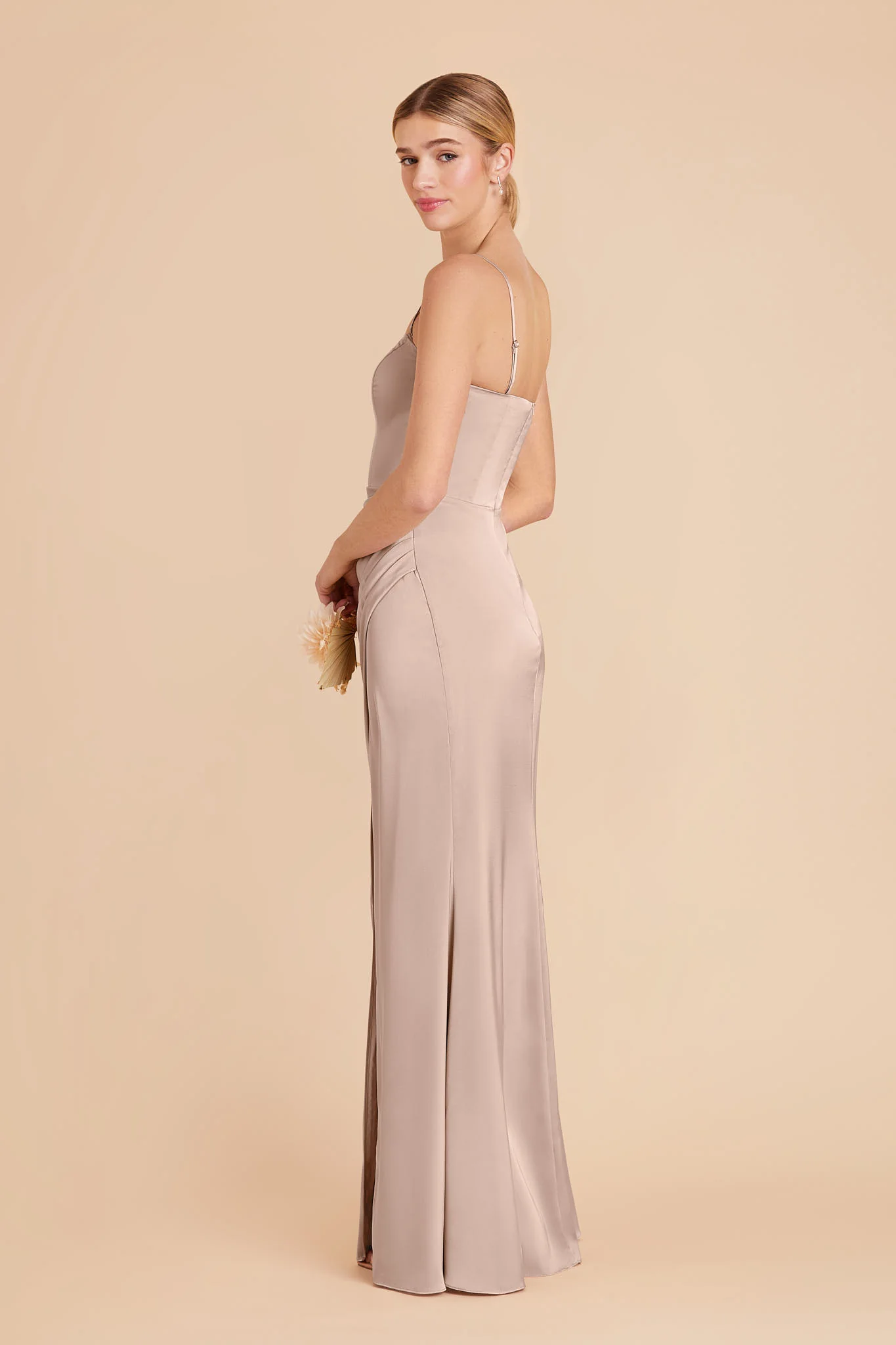 Anne Matte Satin Dress - Taupe - Image 4