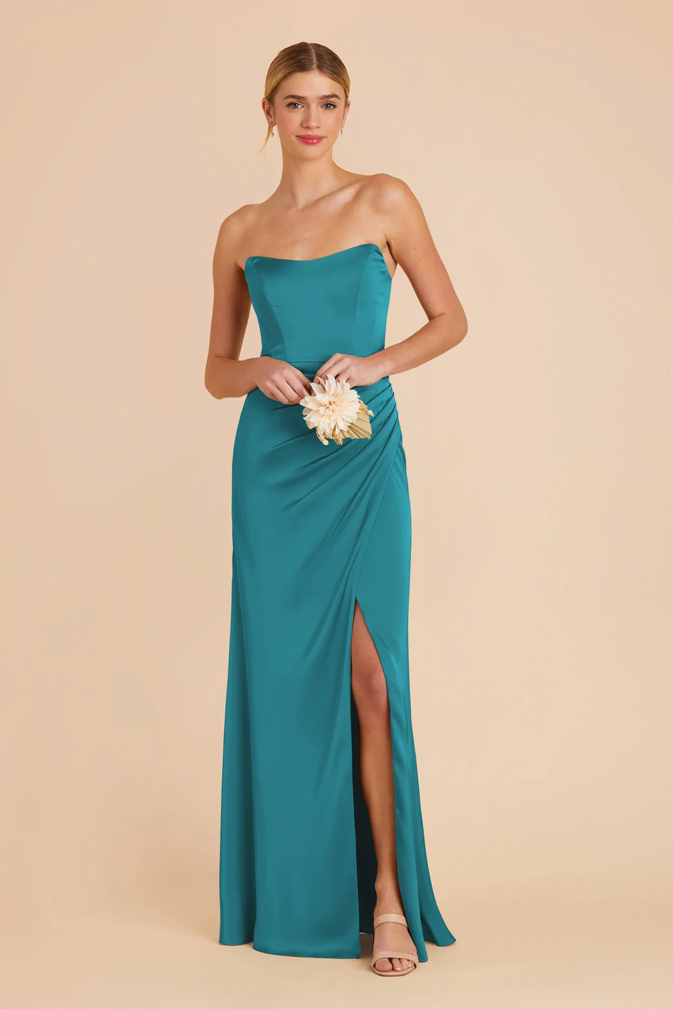 Anne Matte Satin Dress - Teal - Image 5