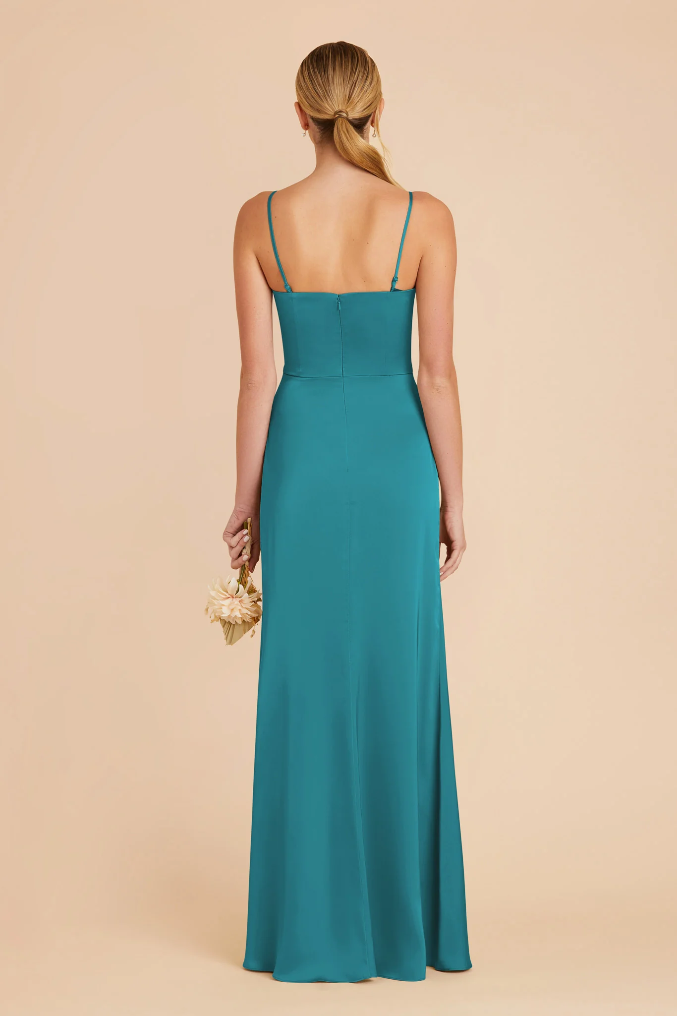 Anne Matte Satin Dress - Teal - Image 7