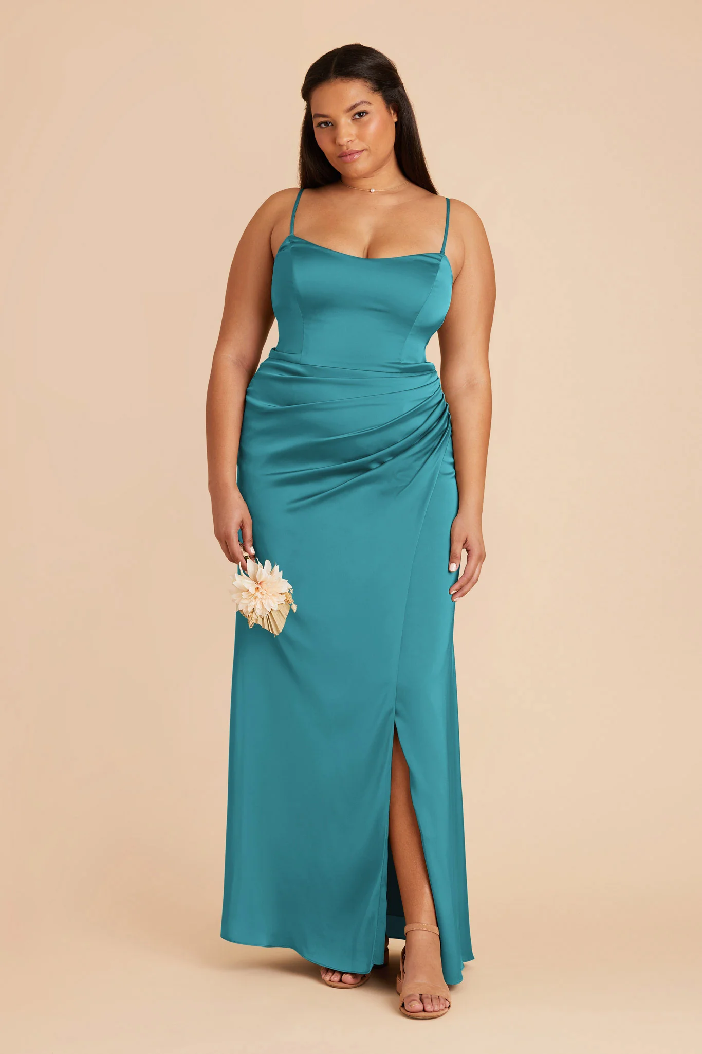 Anne Matte Satin Dress - Teal - Image 9