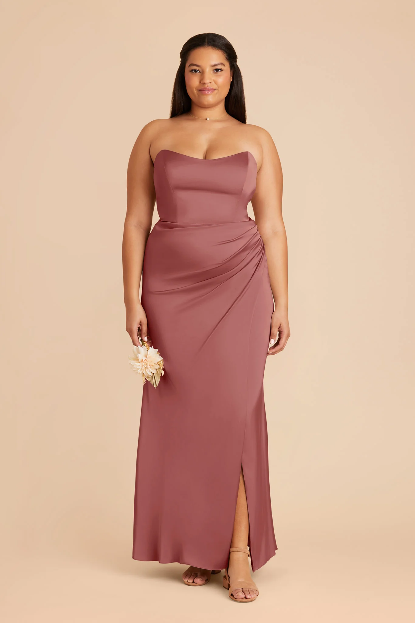 Anne Matte Satin Dress - Wild Rose - Image 2