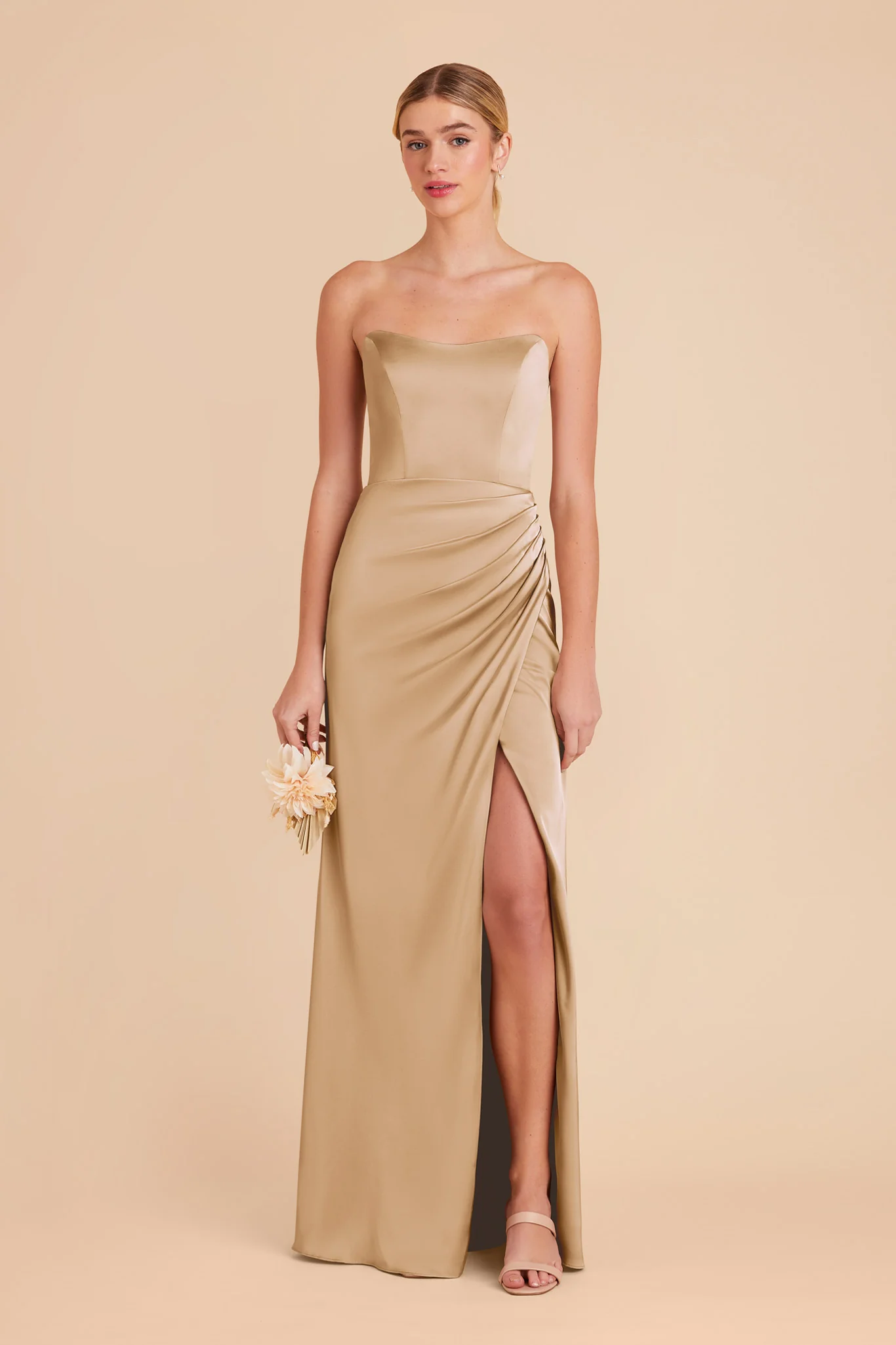 Anne Matte Satin Dress - Yellow Gold