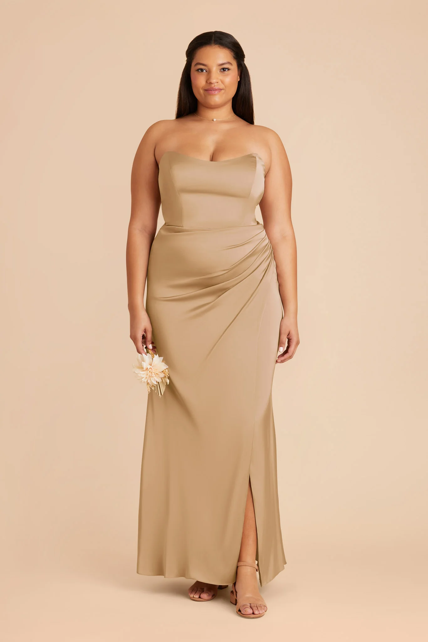 Anne Matte Satin Dress - Yellow Gold - Image 2