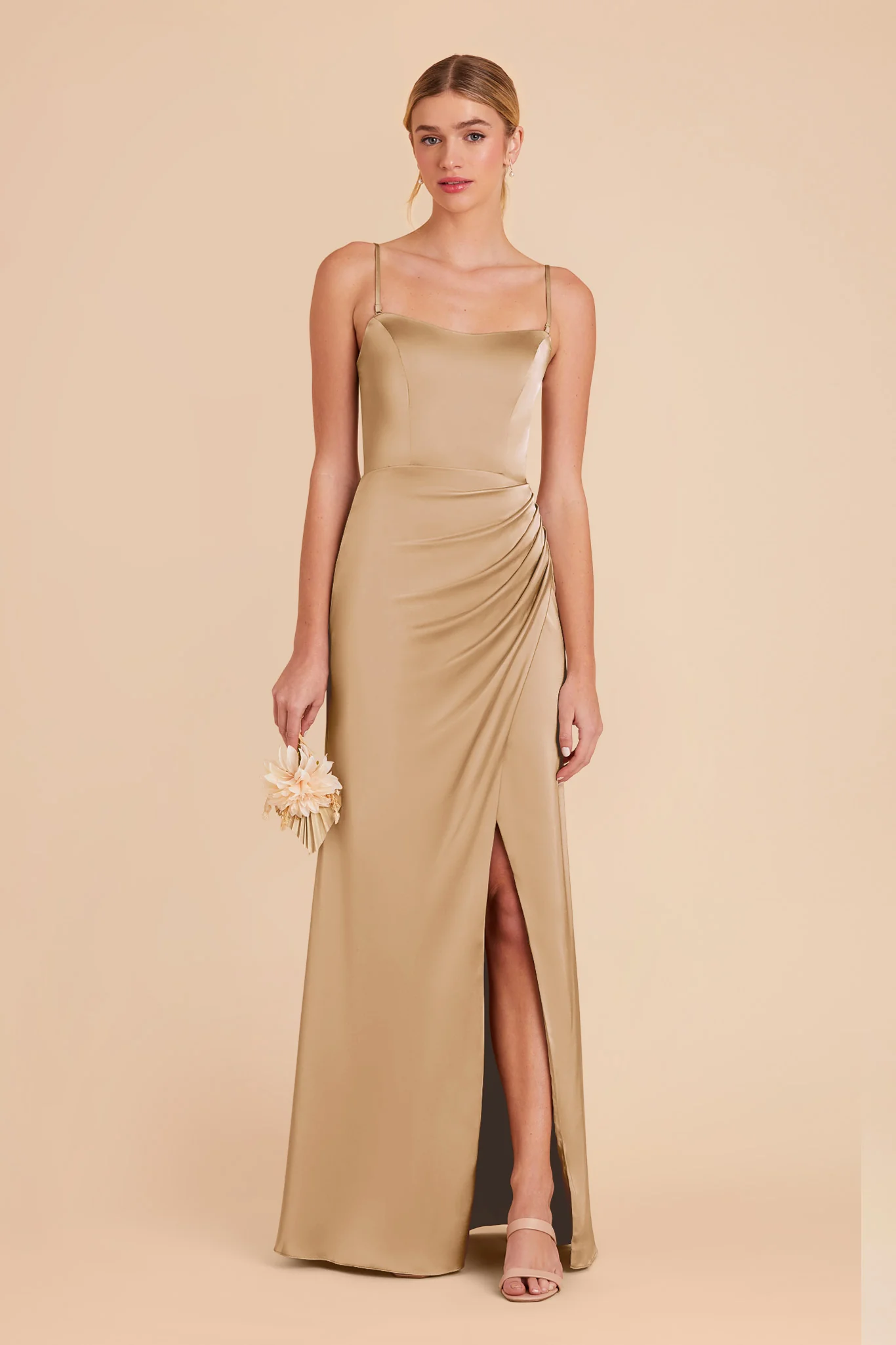 Anne Matte Satin Dress - Yellow Gold - Image 3