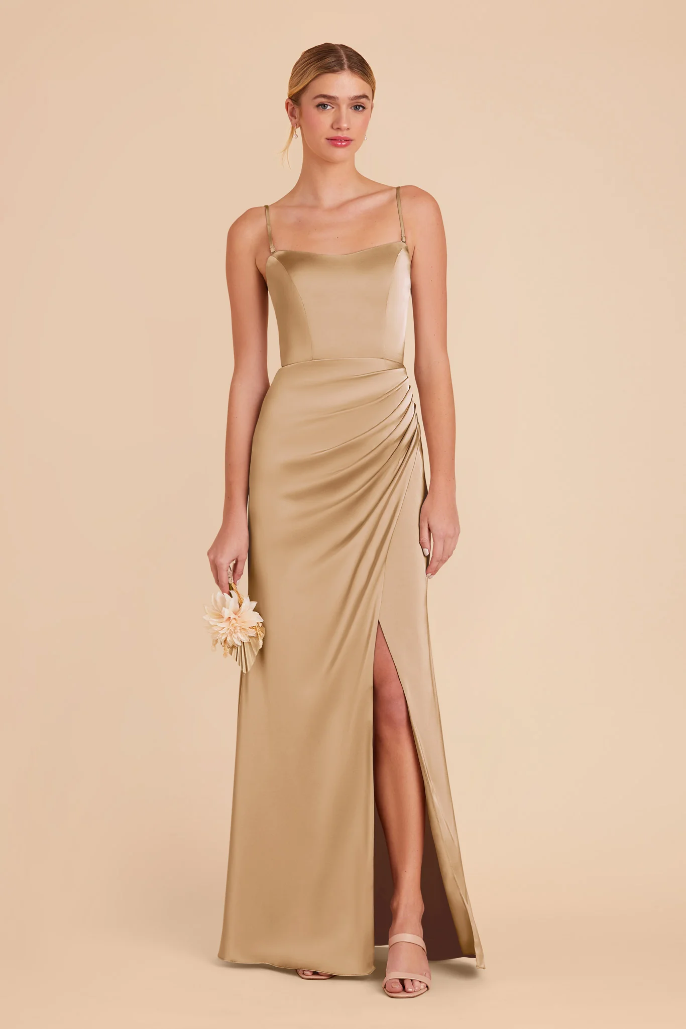 Anne Matte Satin Dress - Yellow Gold - Image 4