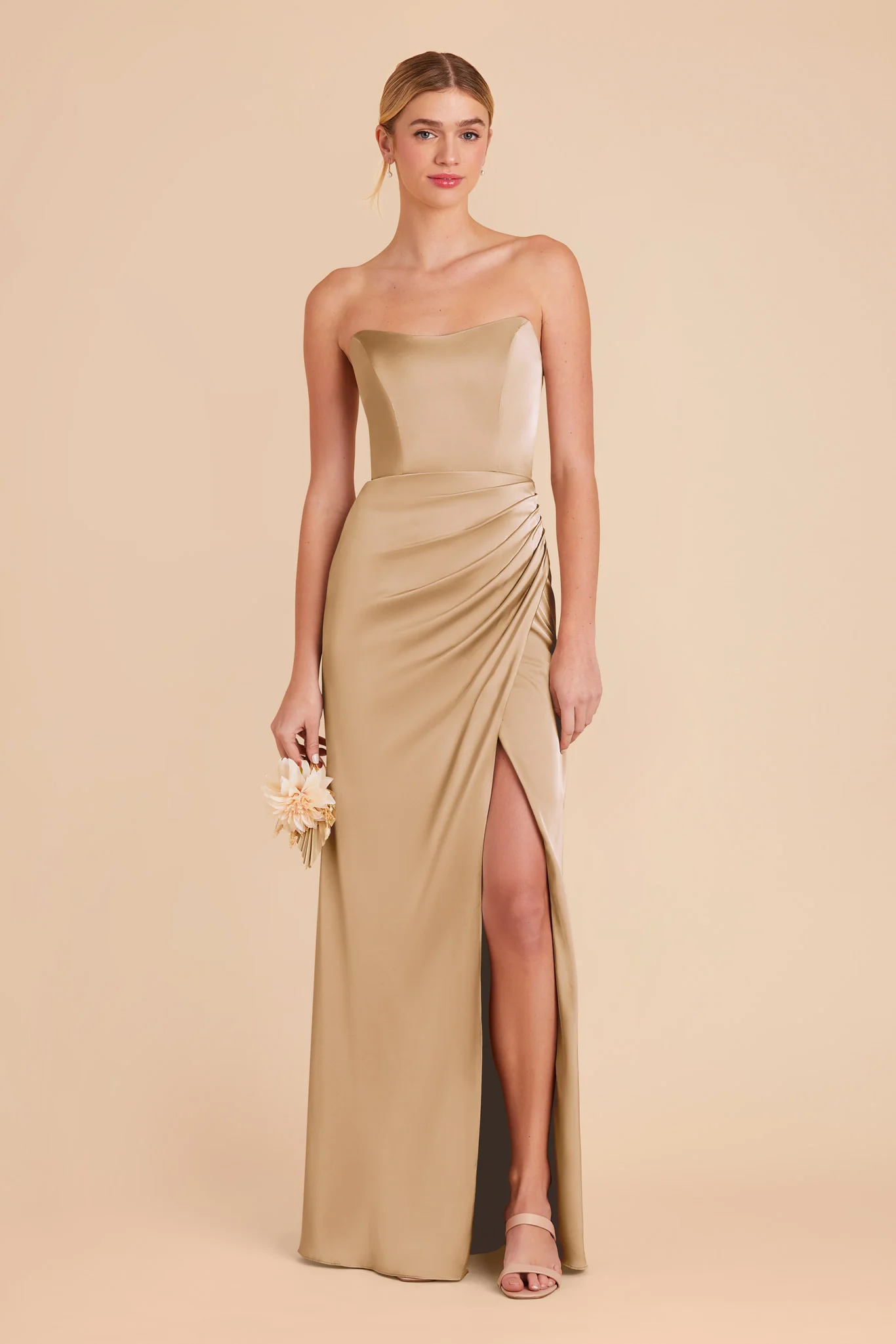 Anne Matte Satin Dress - Yellow Gold - Image 5