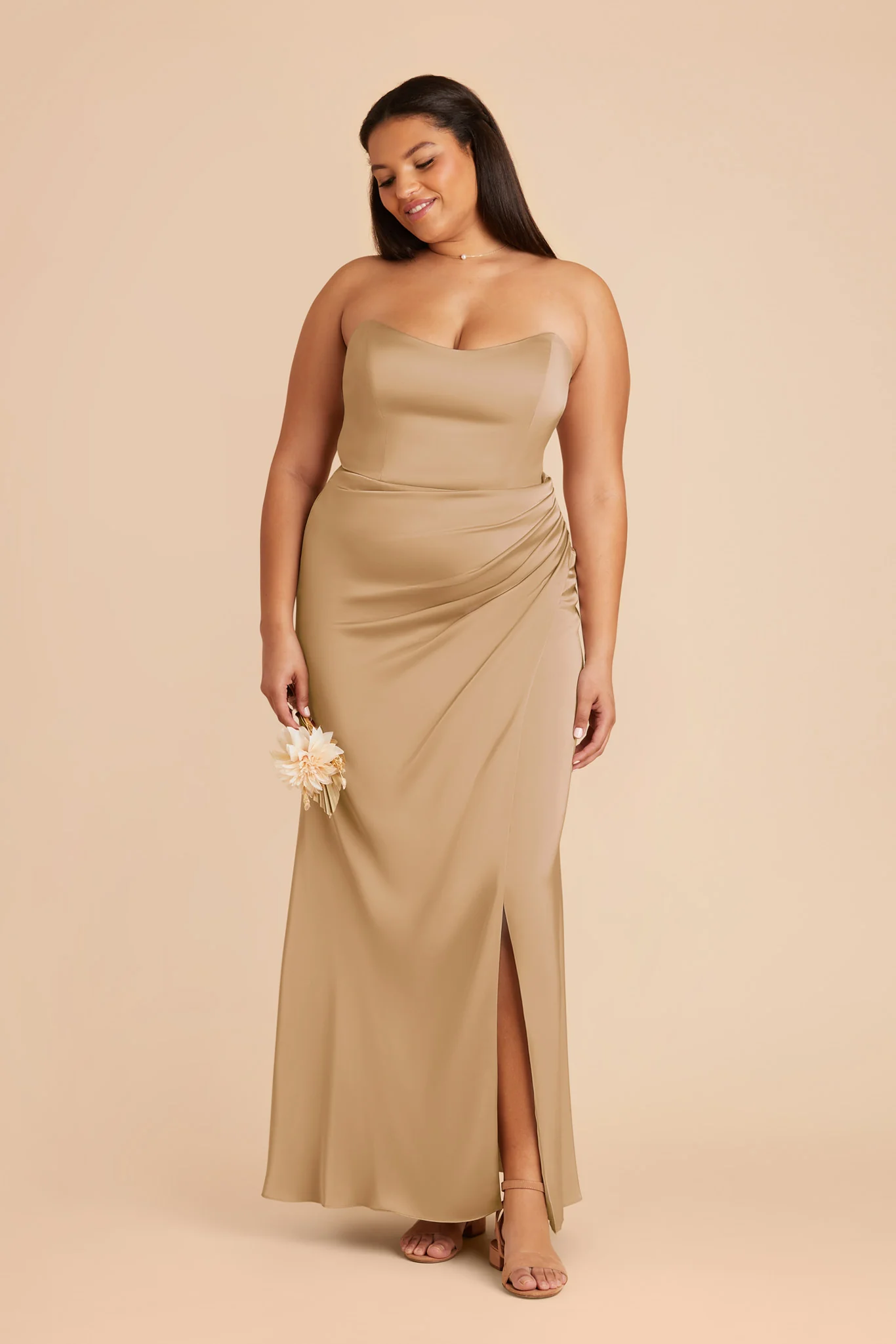 Anne Matte Satin Dress - Yellow Gold - Image 8