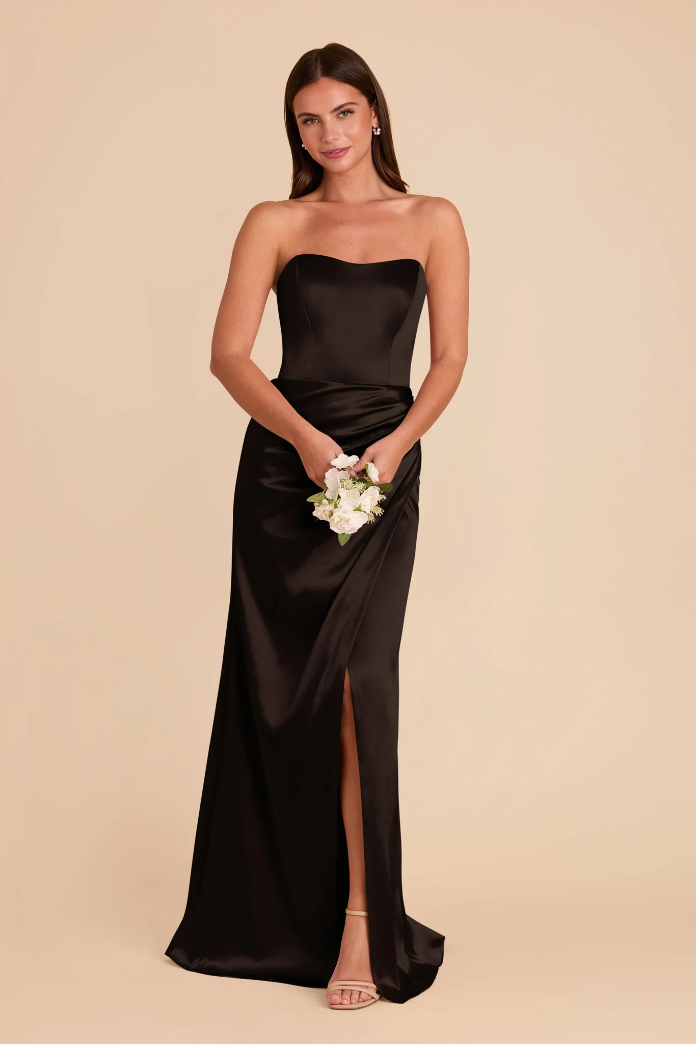 Anne Shiny Satin Dress - Black - Image 3