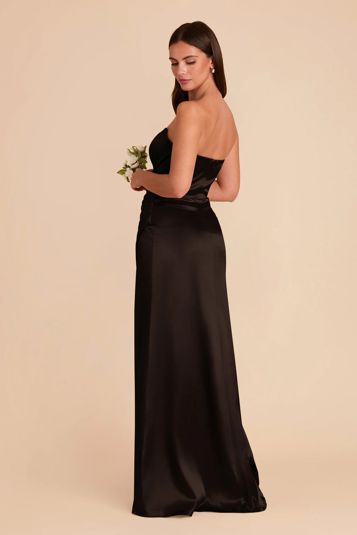 Anne Shiny Satin Dress - Black - Image 4