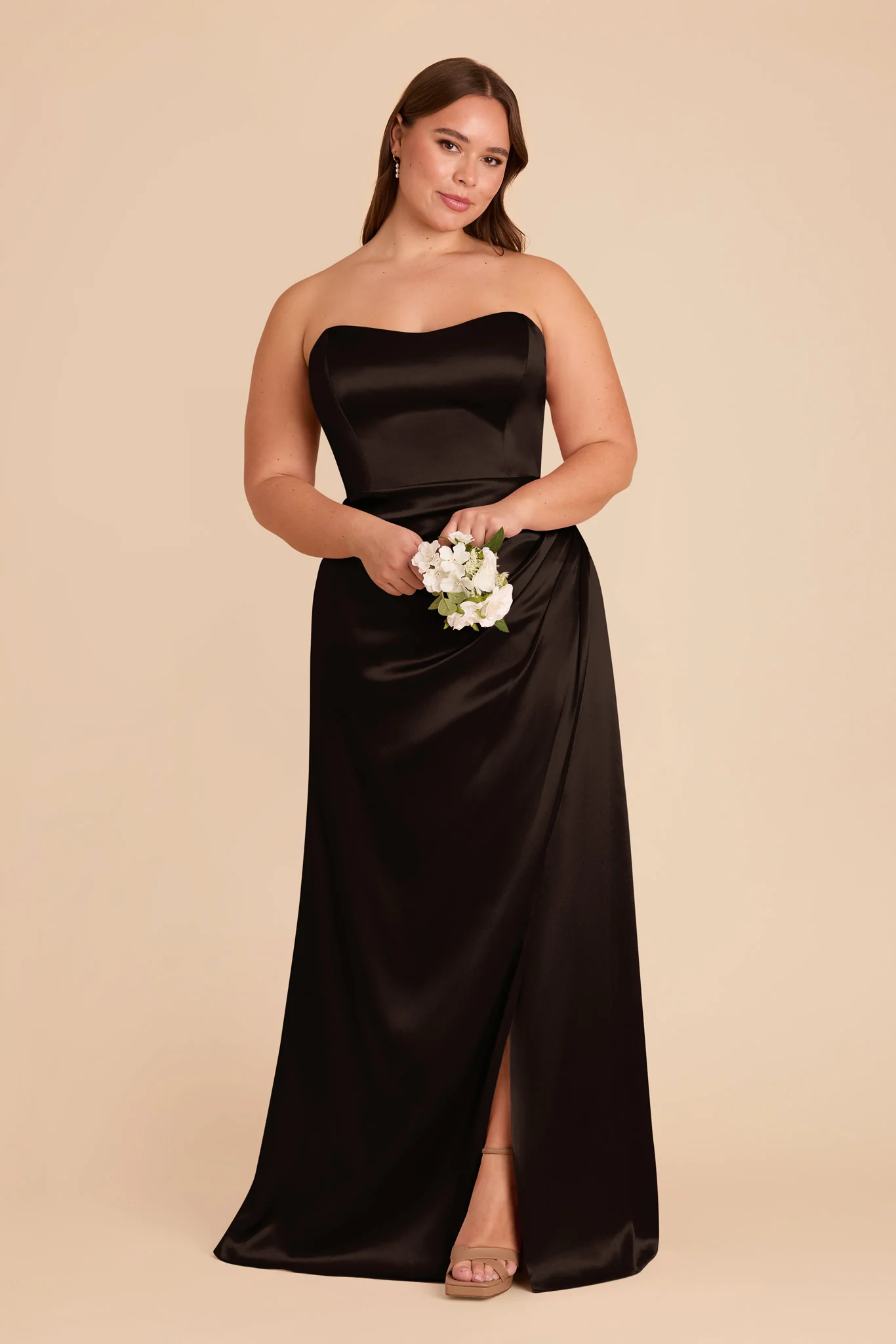 Anne Shiny Satin Dress - Black - Image 7