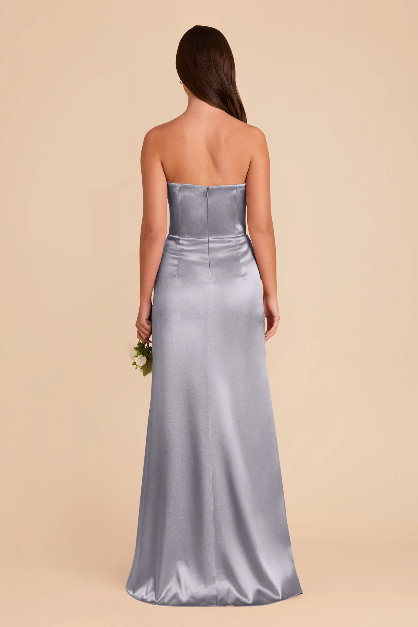 Anne Shiny Satin Dress - Dusty Blue - Image 5