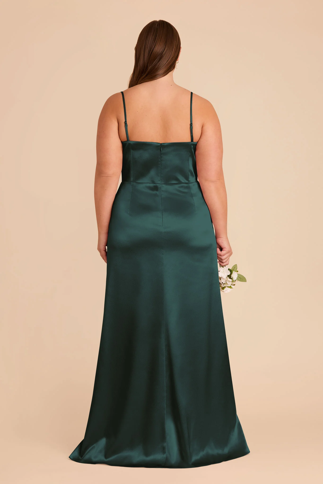 Anne Shiny Satin Dress - Emerald - Image 9