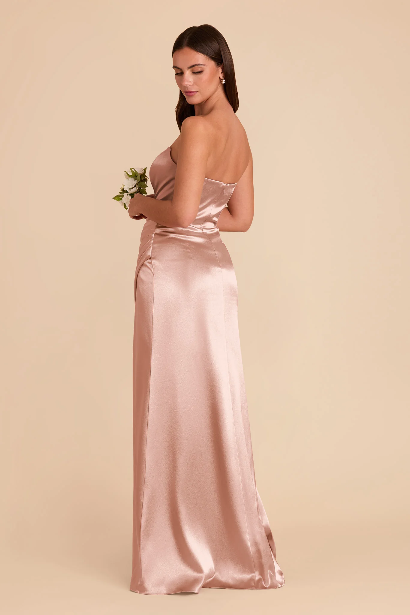 Anne Shiny Satin Dress - Rose Gold - Image 4