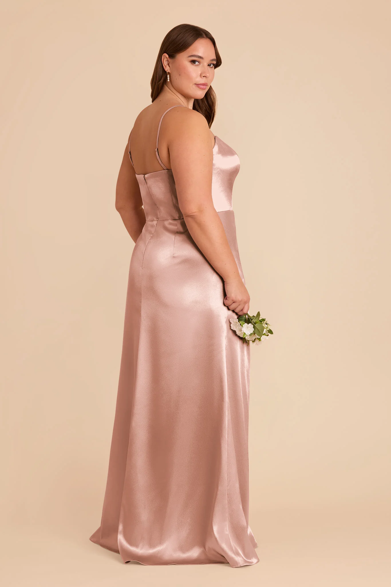 Anne Shiny Satin Dress - Rose Gold - Image 8