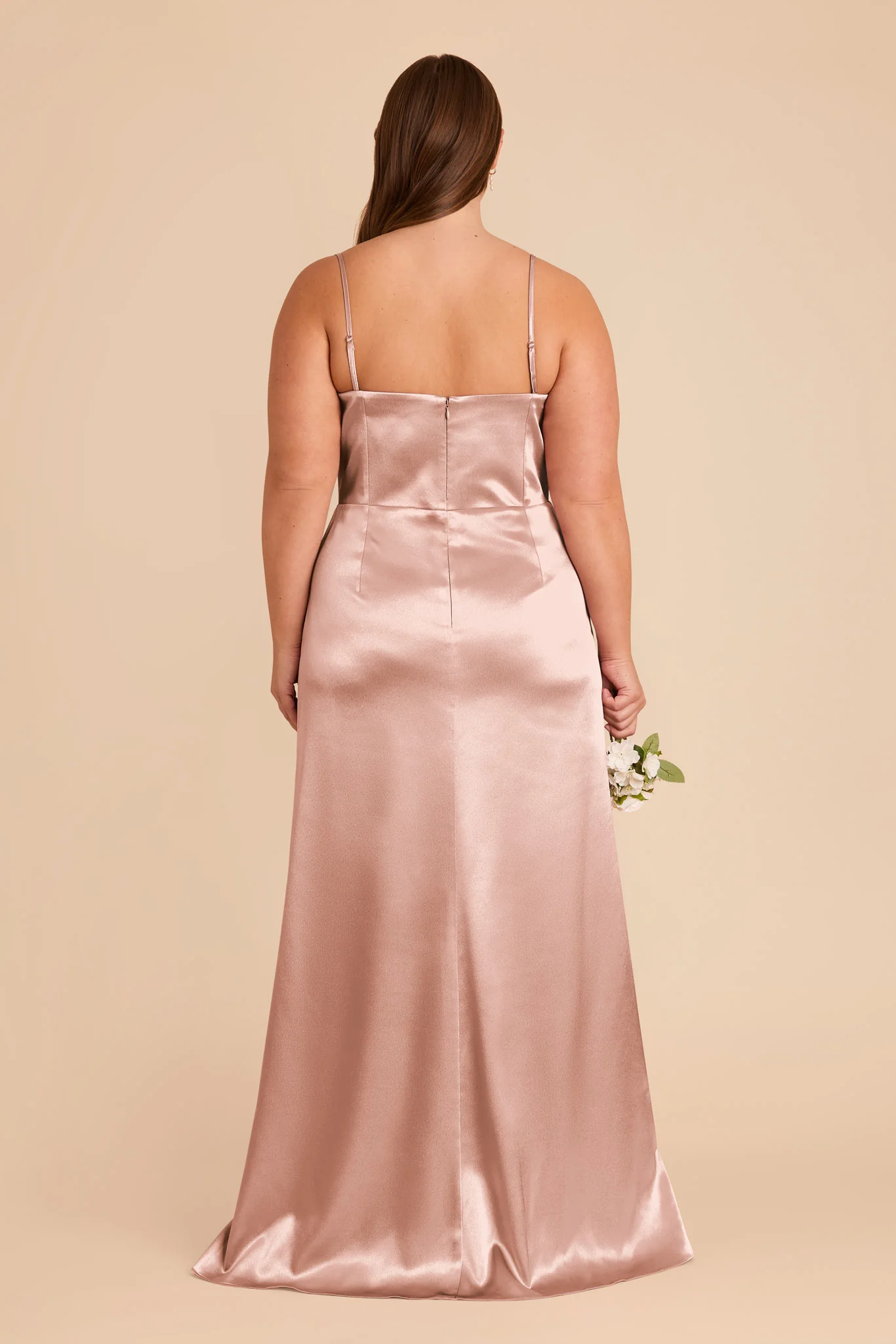 Anne Shiny Satin Dress - Rose Gold - Image 9