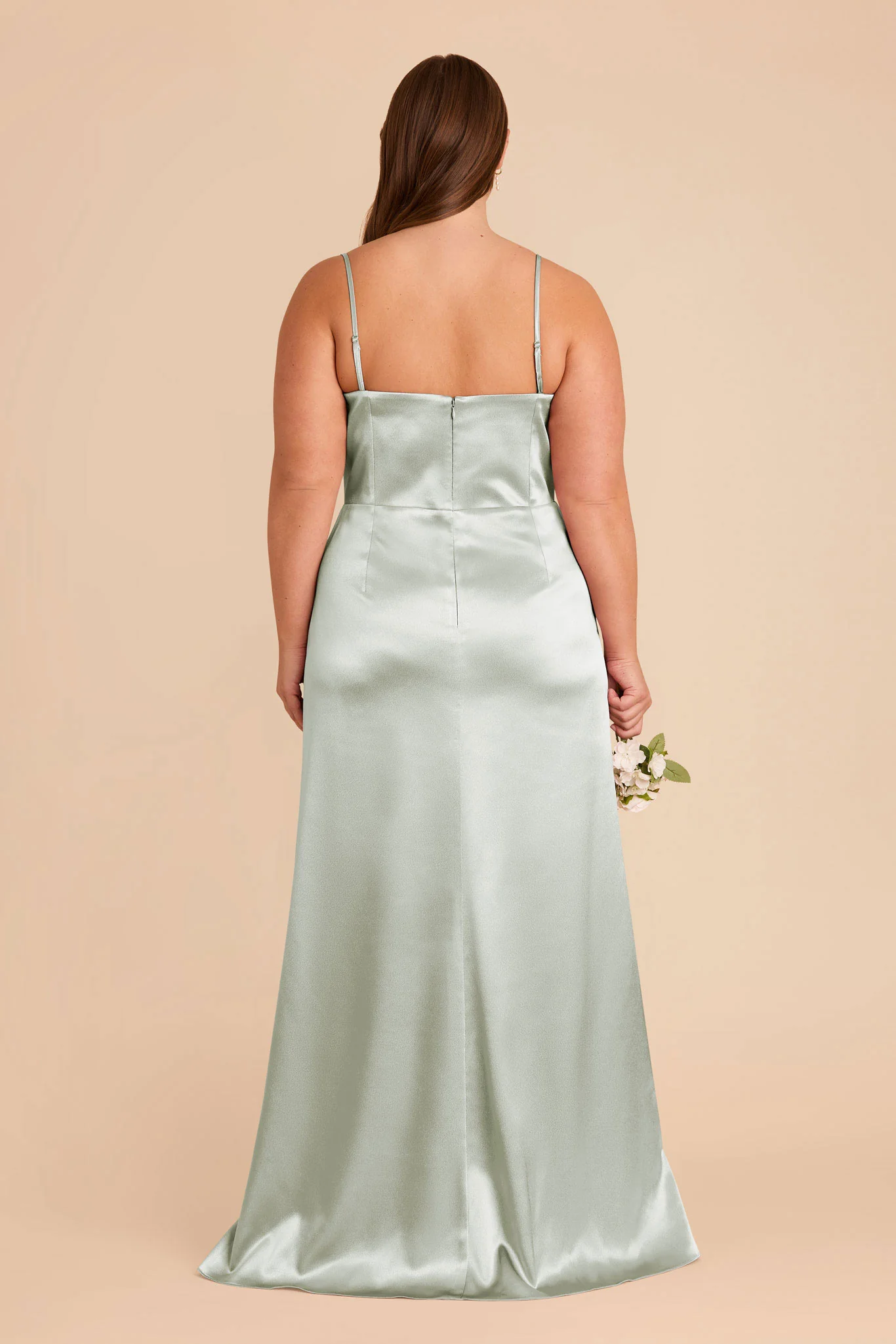 Anne Shiny Satin Dress - Sage - Image 9