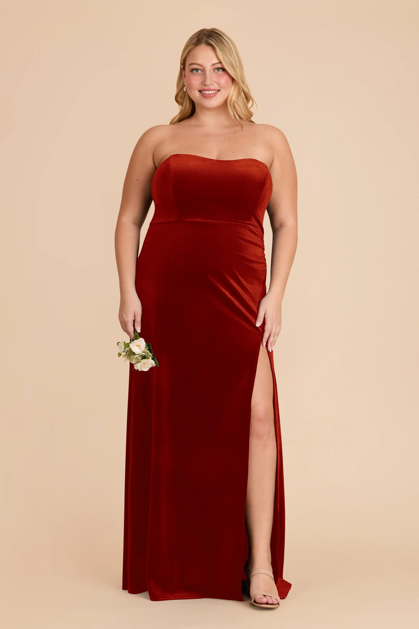 Anne Velvet Dress - Burnt Orange - Image 7