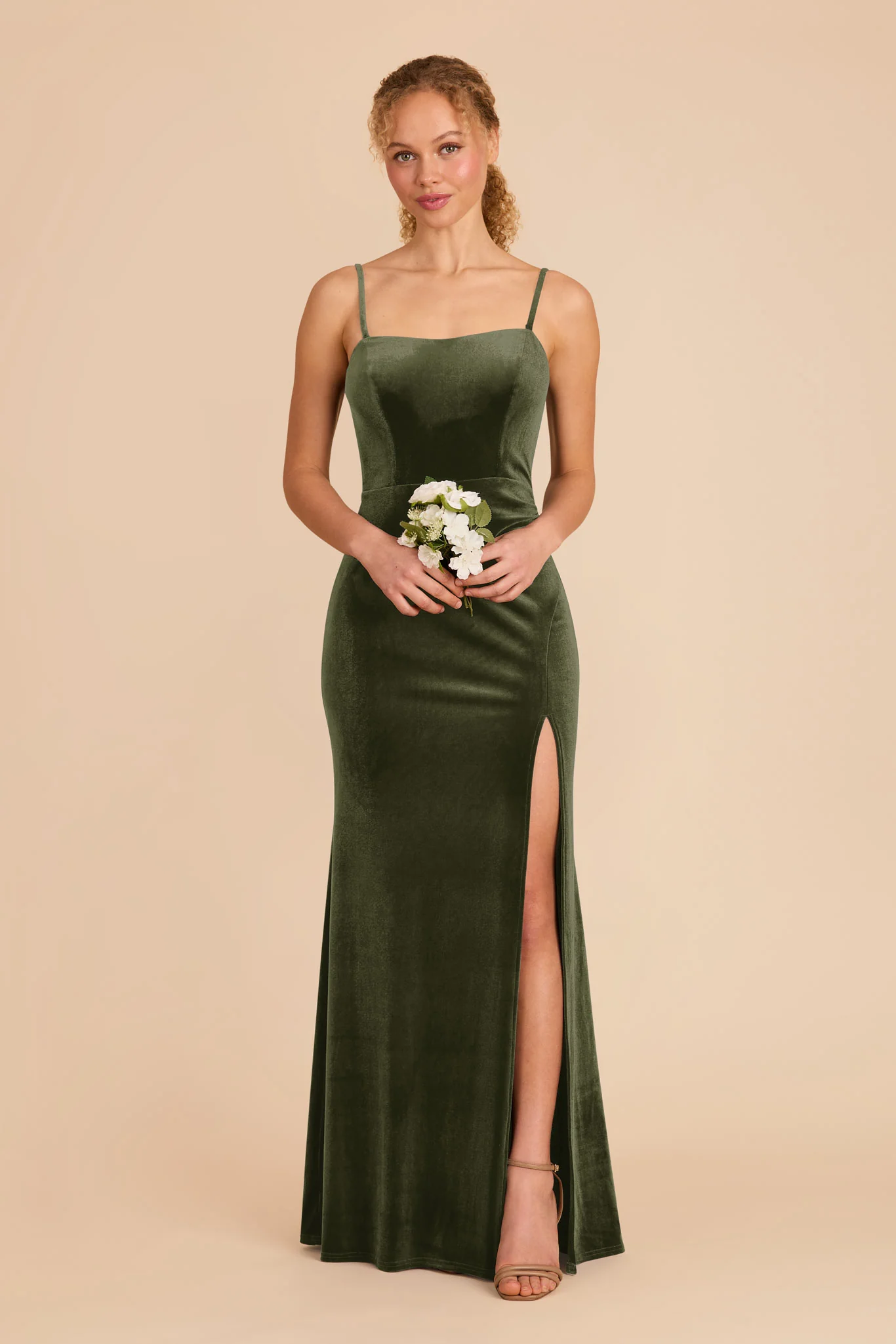 Anne Velvet Dress - Olive