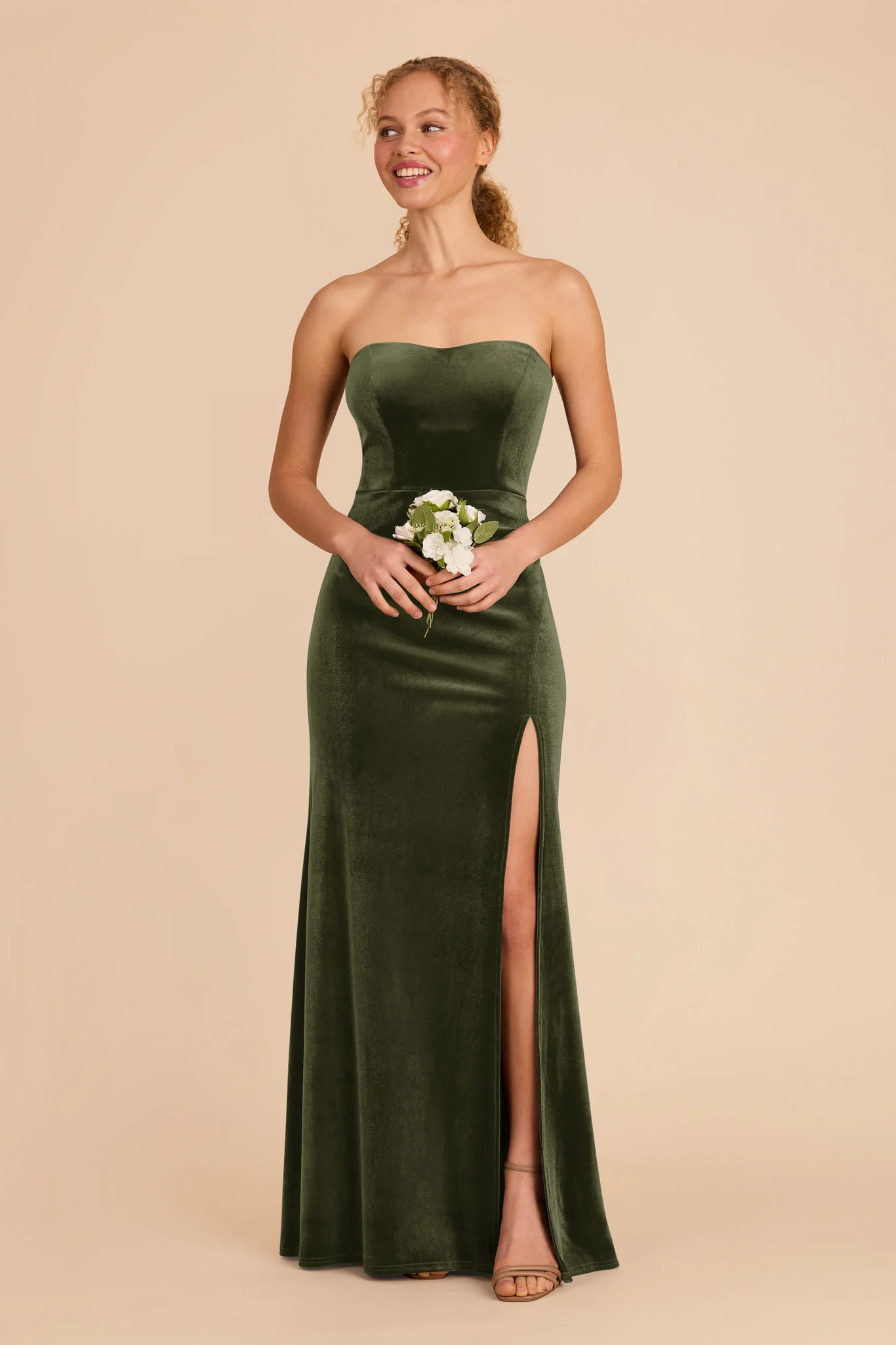 Anne Velvet Dress - Olive - Image 4
