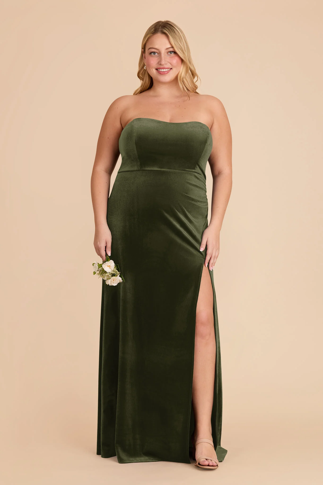 Anne Velvet Dress - Olive - Image 7