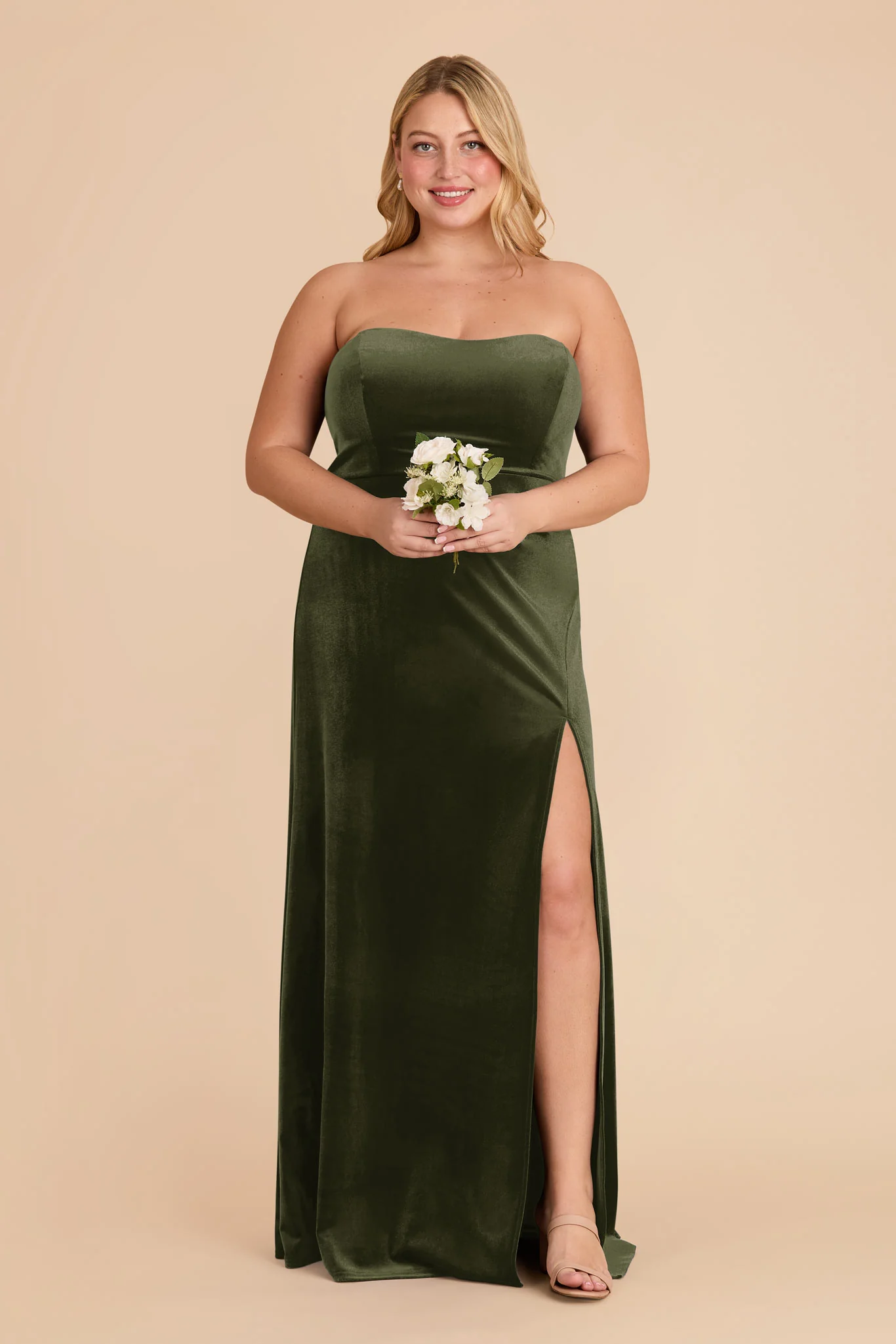 Anne Velvet Dress - Olive - Image 8