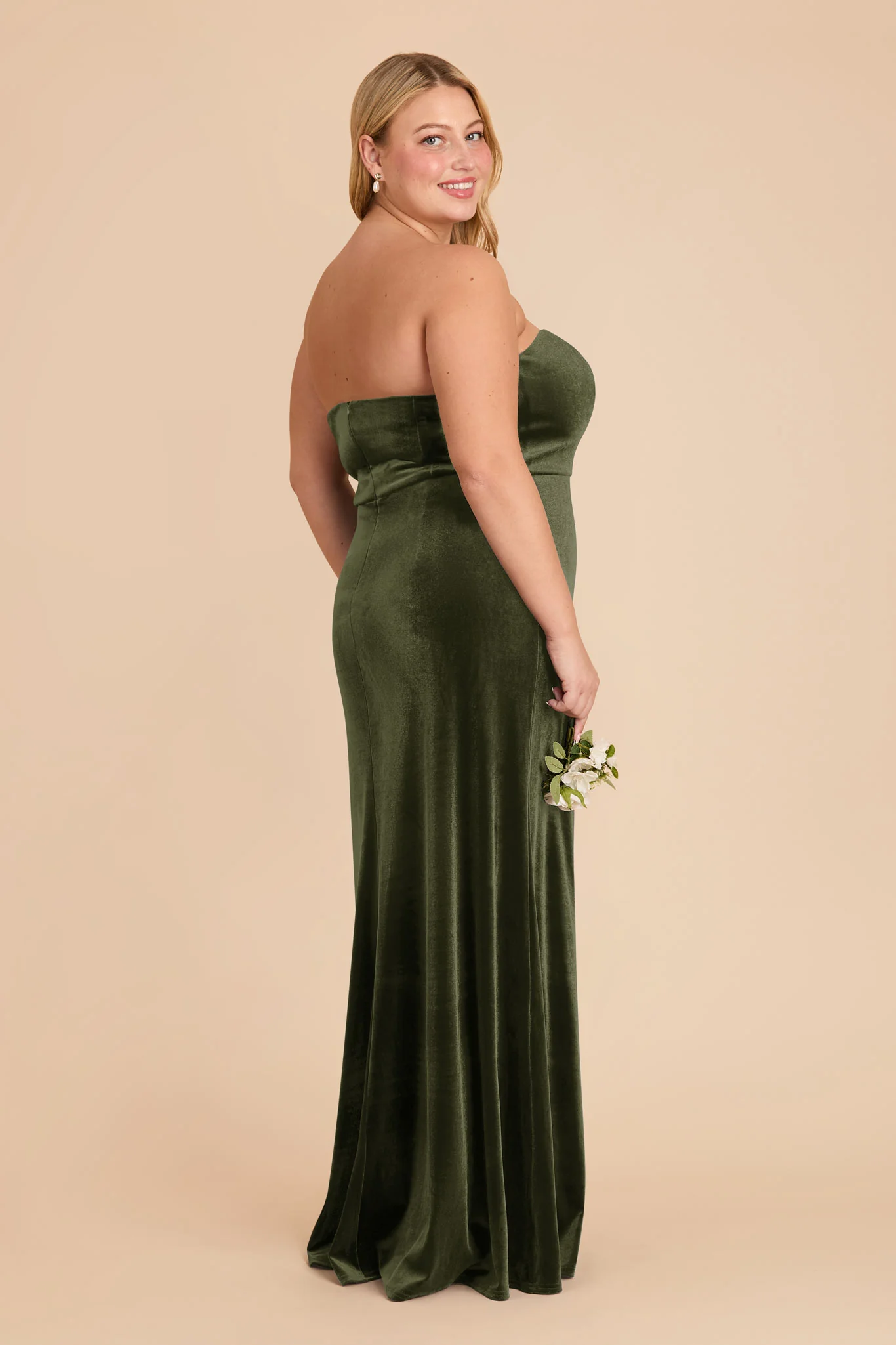 Anne Velvet Dress - Olive - Image 9