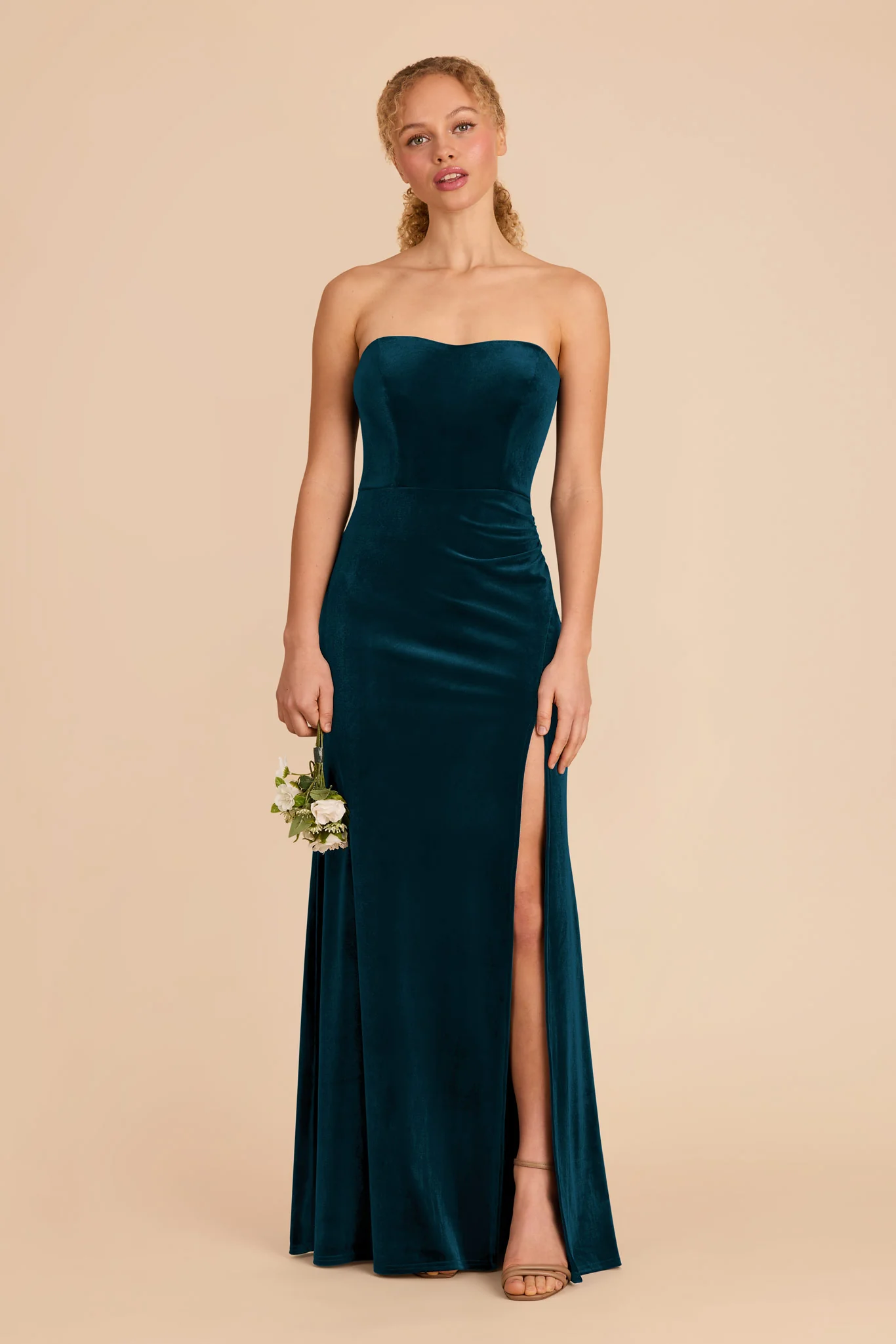 Anne Velvet Dress - Peacock - Image 3