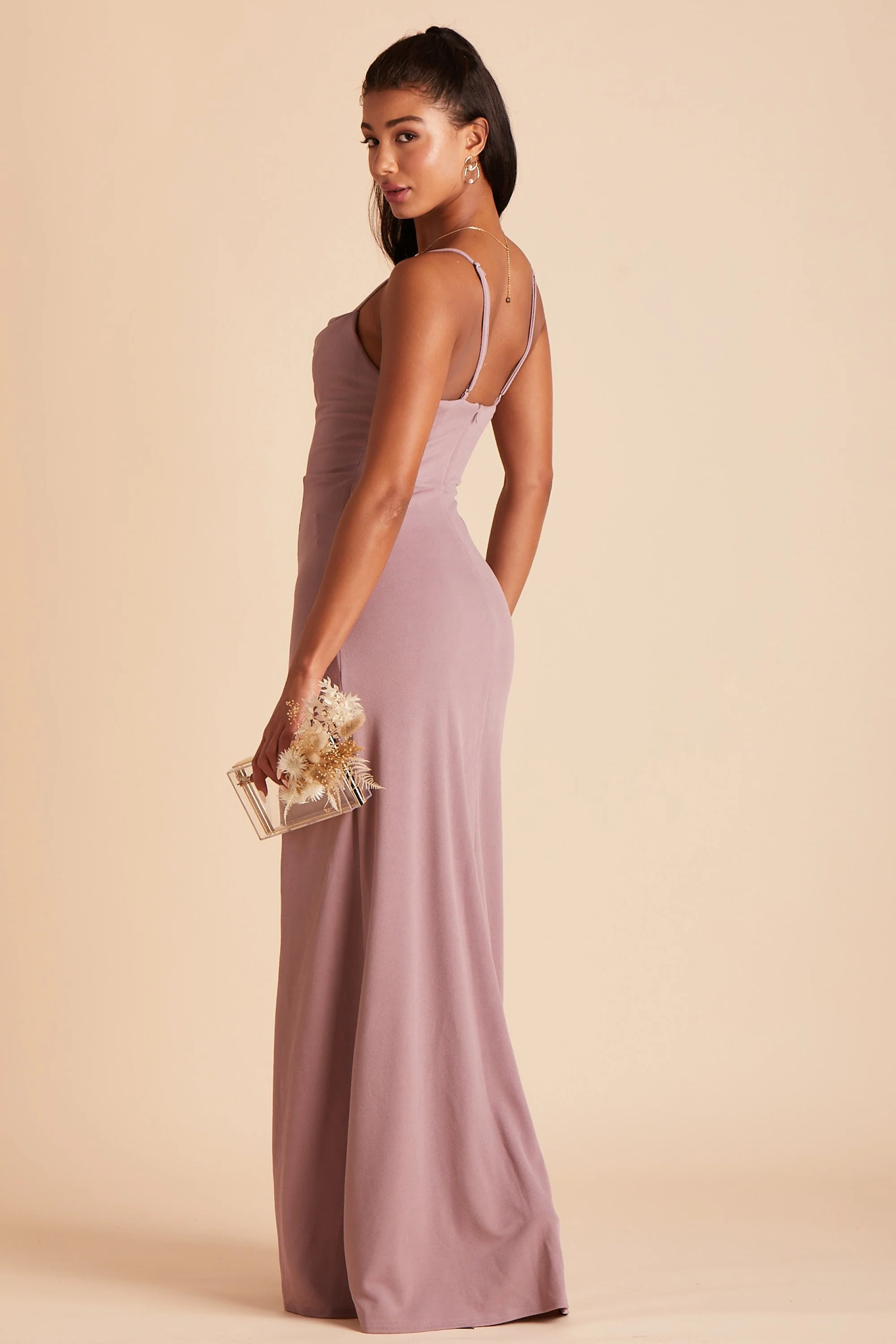 Ash Crepe Dress - Dark Mauve - Image 9