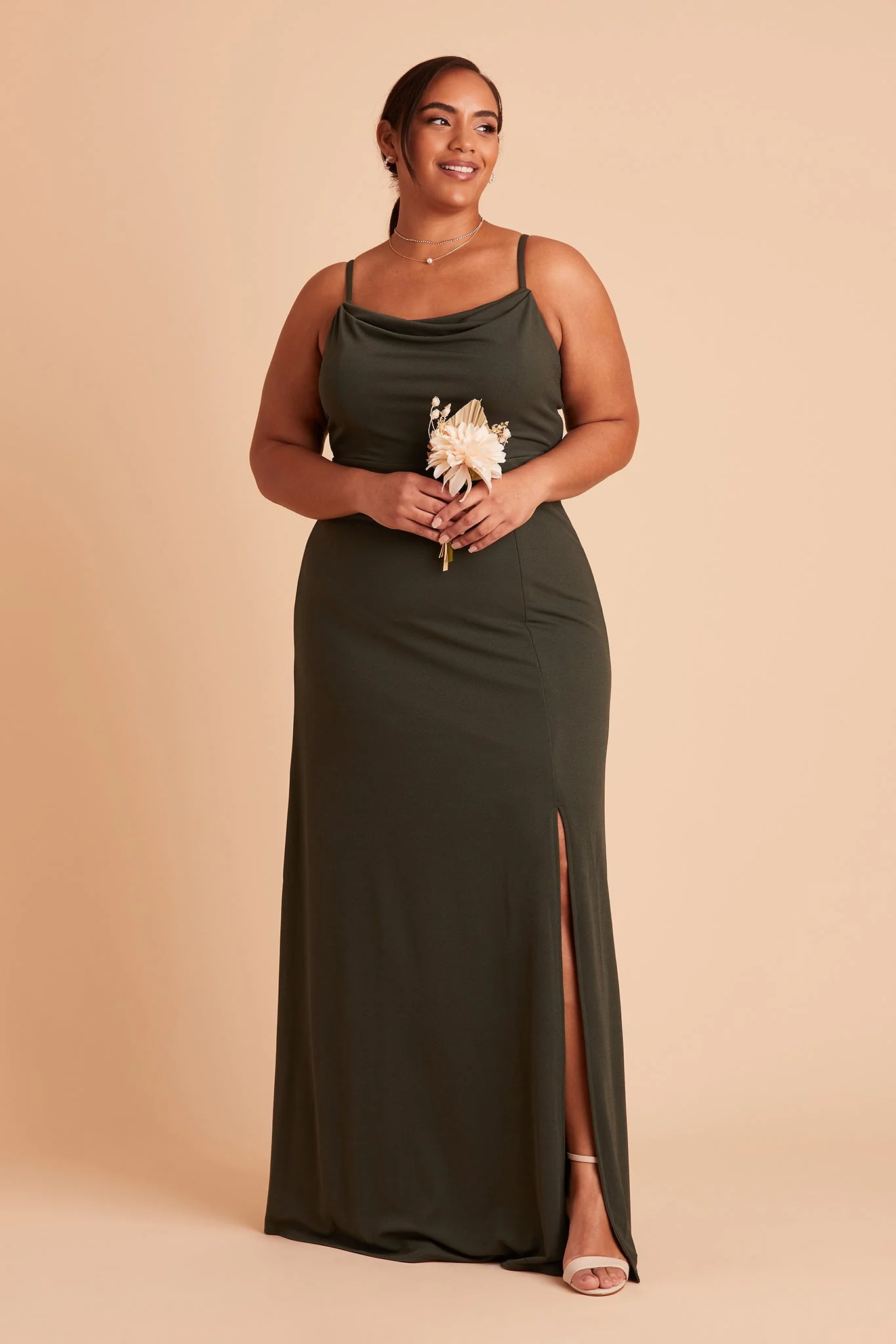 Ash Crepe Dress - Olive - Image 4